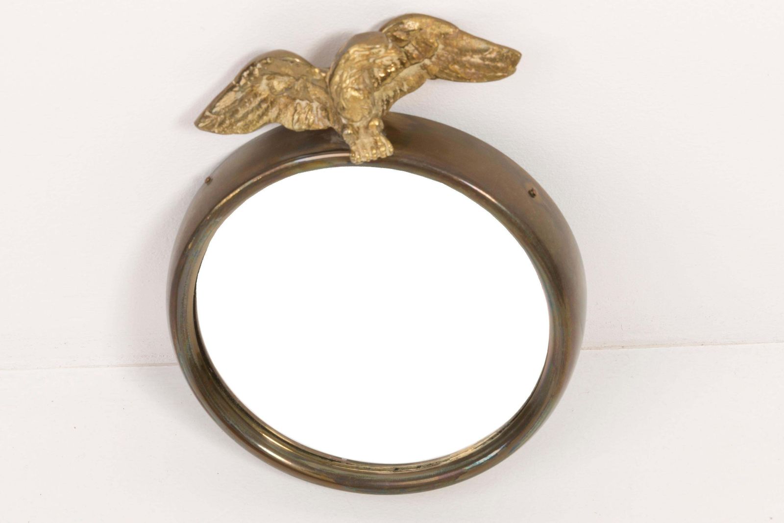 Vintage Unique Small Gold Decorative Mirror With Eagle, Europe, 1960s photo vinterior