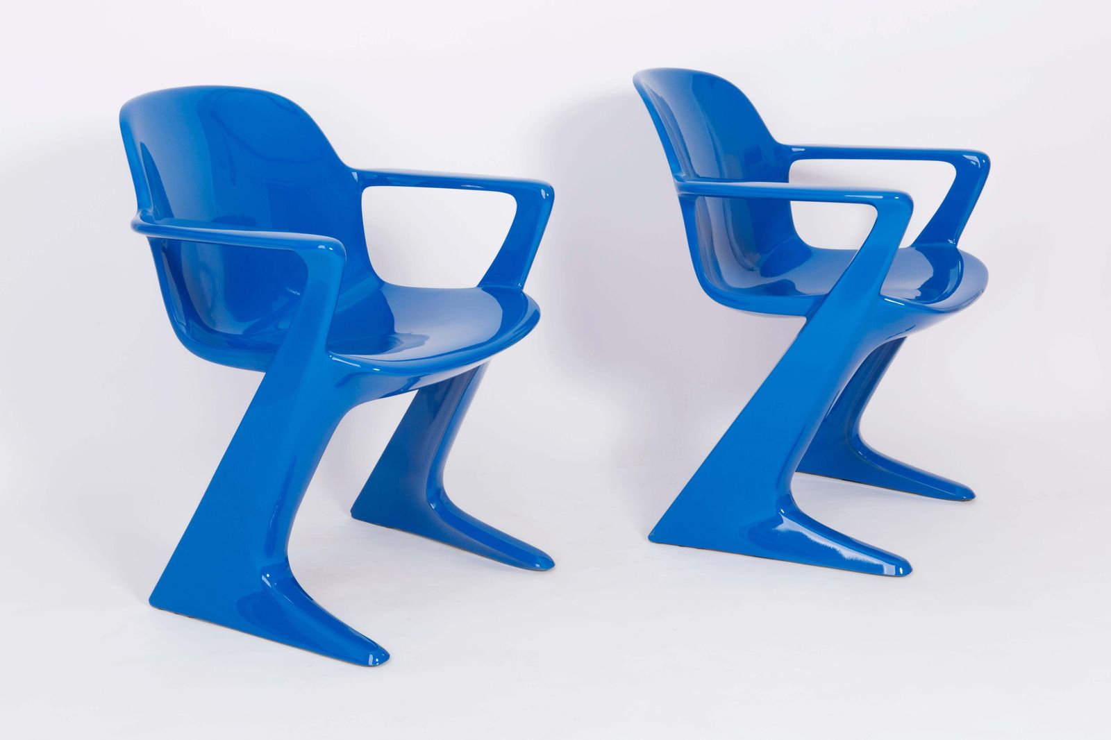 Set Of Two Classic Blue Kangaroo Chairs Designed By Ernst Moeckl, Germany, 1968 photo vinterior
