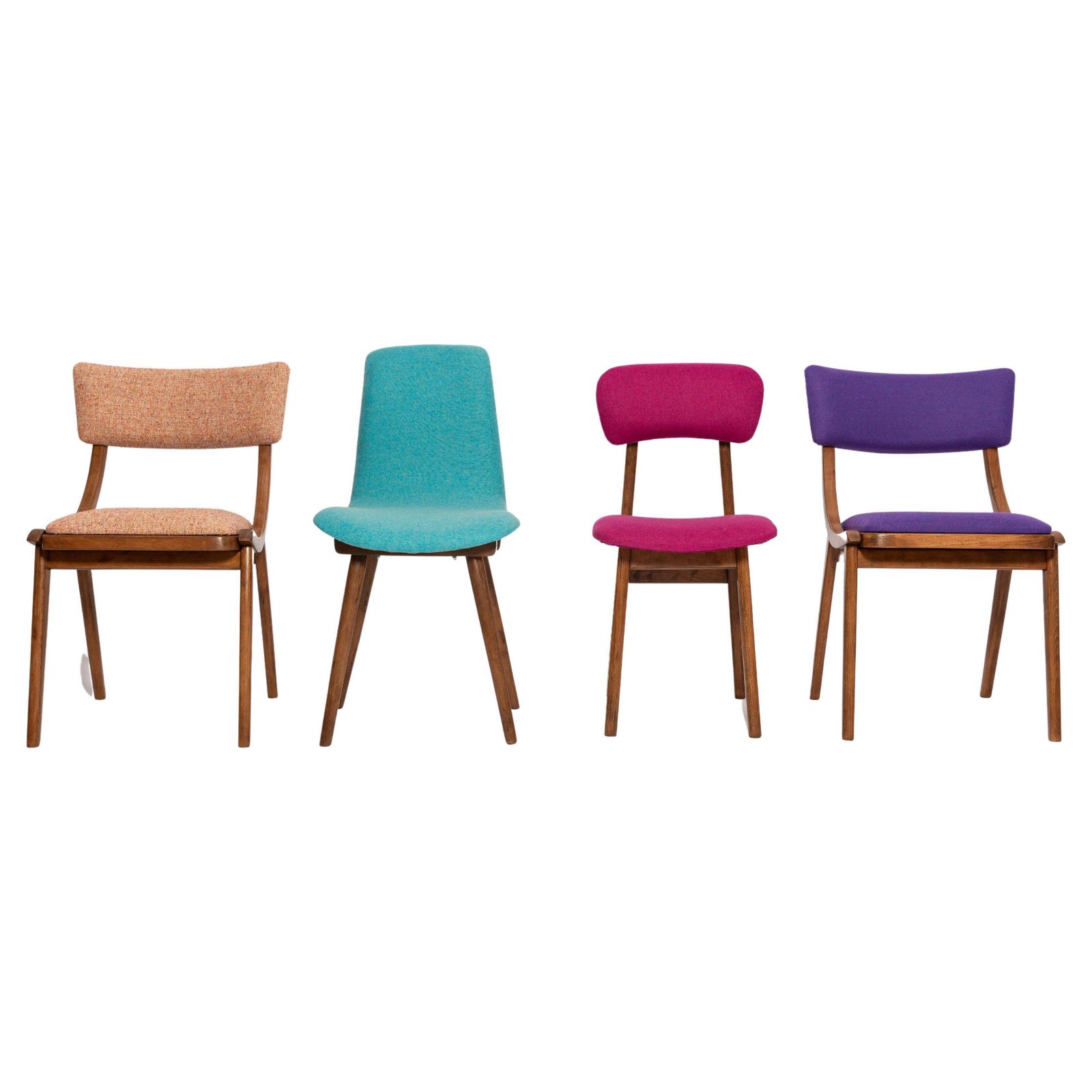 Set Of Four Mid Century Wool Chairs, Rajmund Halas, Europe, 1960s