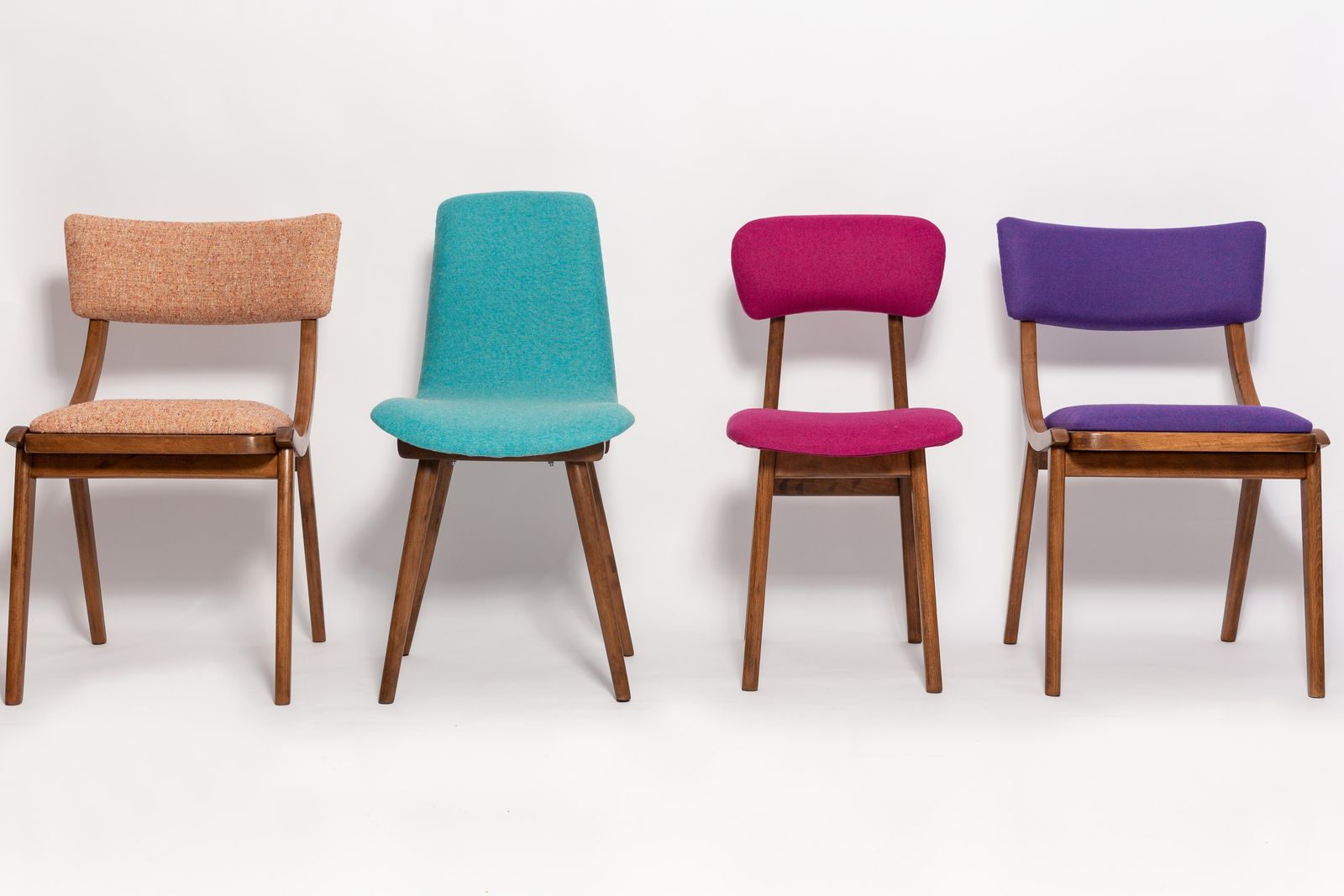 Set Of Four Mid Century Wool Chairs, Rajmund Halas, Europe, 1960s photo furniture