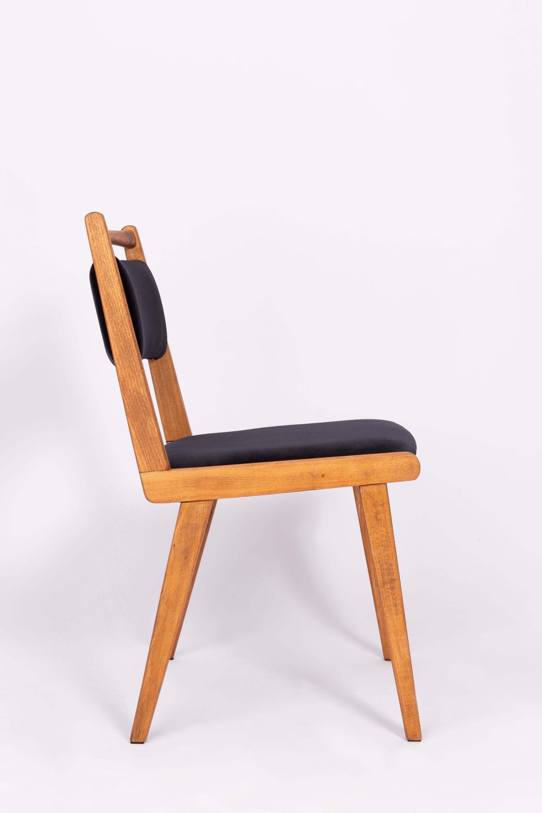 Set Of Four 20th Century Black Velvet Chairs, Poland, 1960s photo 1702.0