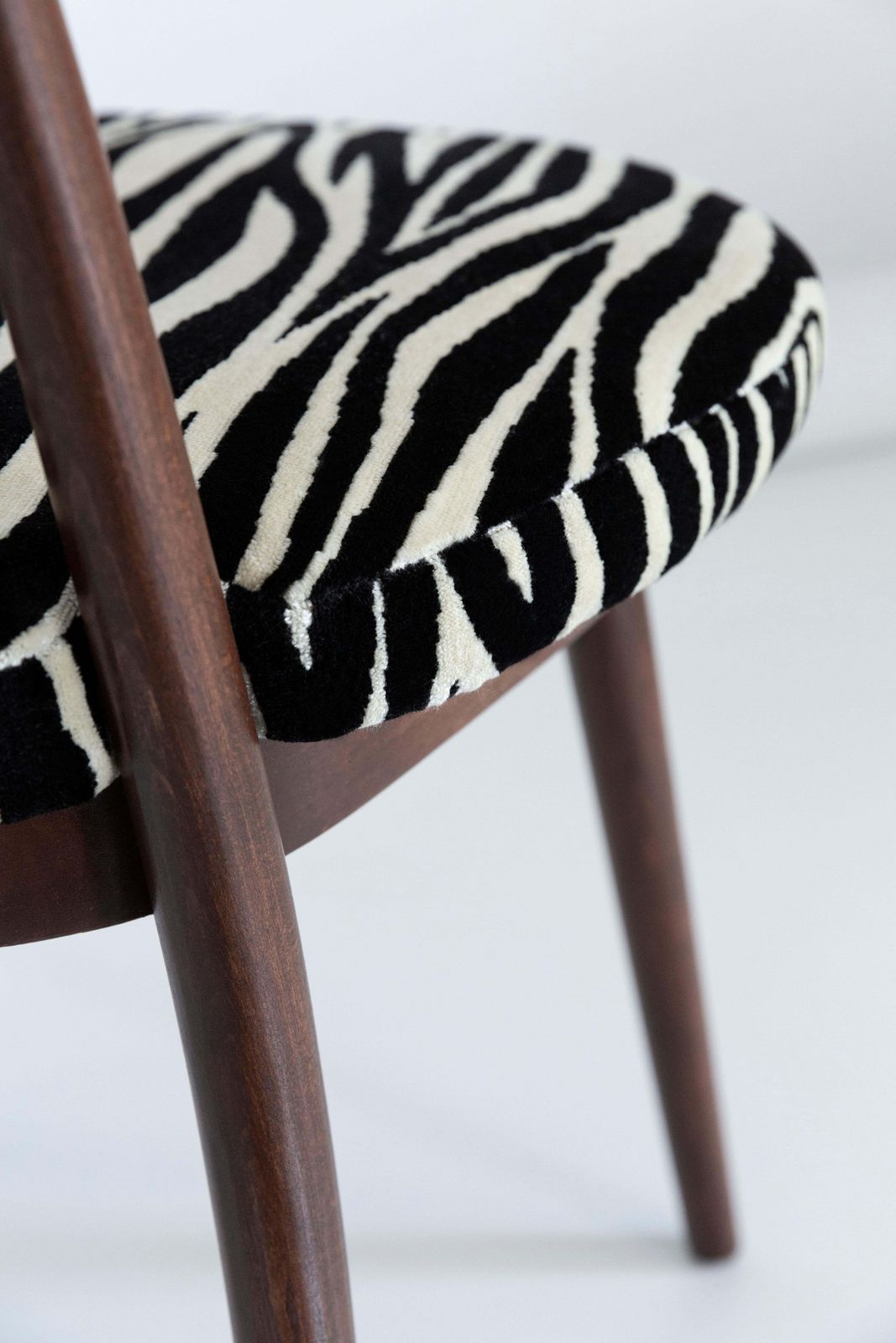 photo for sale Set Of Two Midcentury Zebra Black And White Heart Chairs, Poland, 1960s