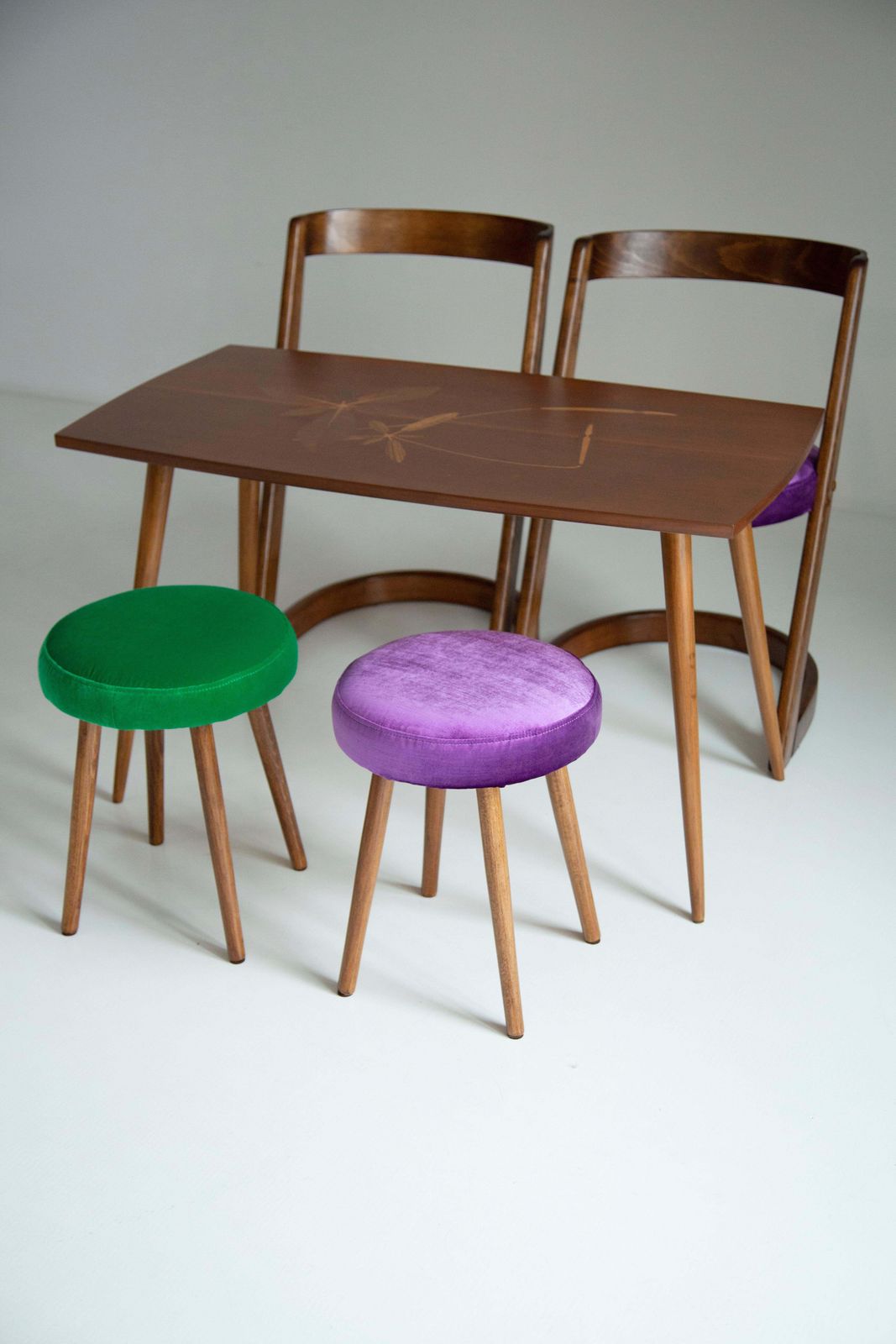 Midcentury Purple Velvet Halfa Chair, Baumann, France, 1970s photo for sale