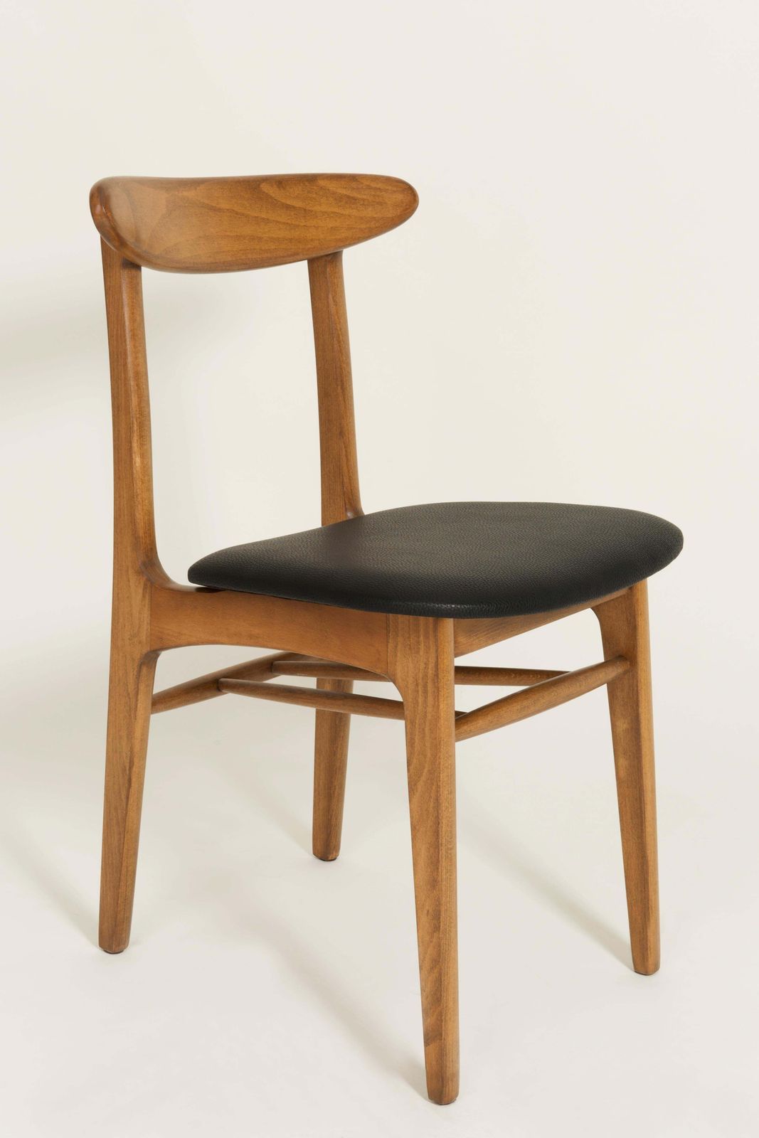 Set Of Four Midcentury Black Leather Dining Chairs, 1960s photo furniture