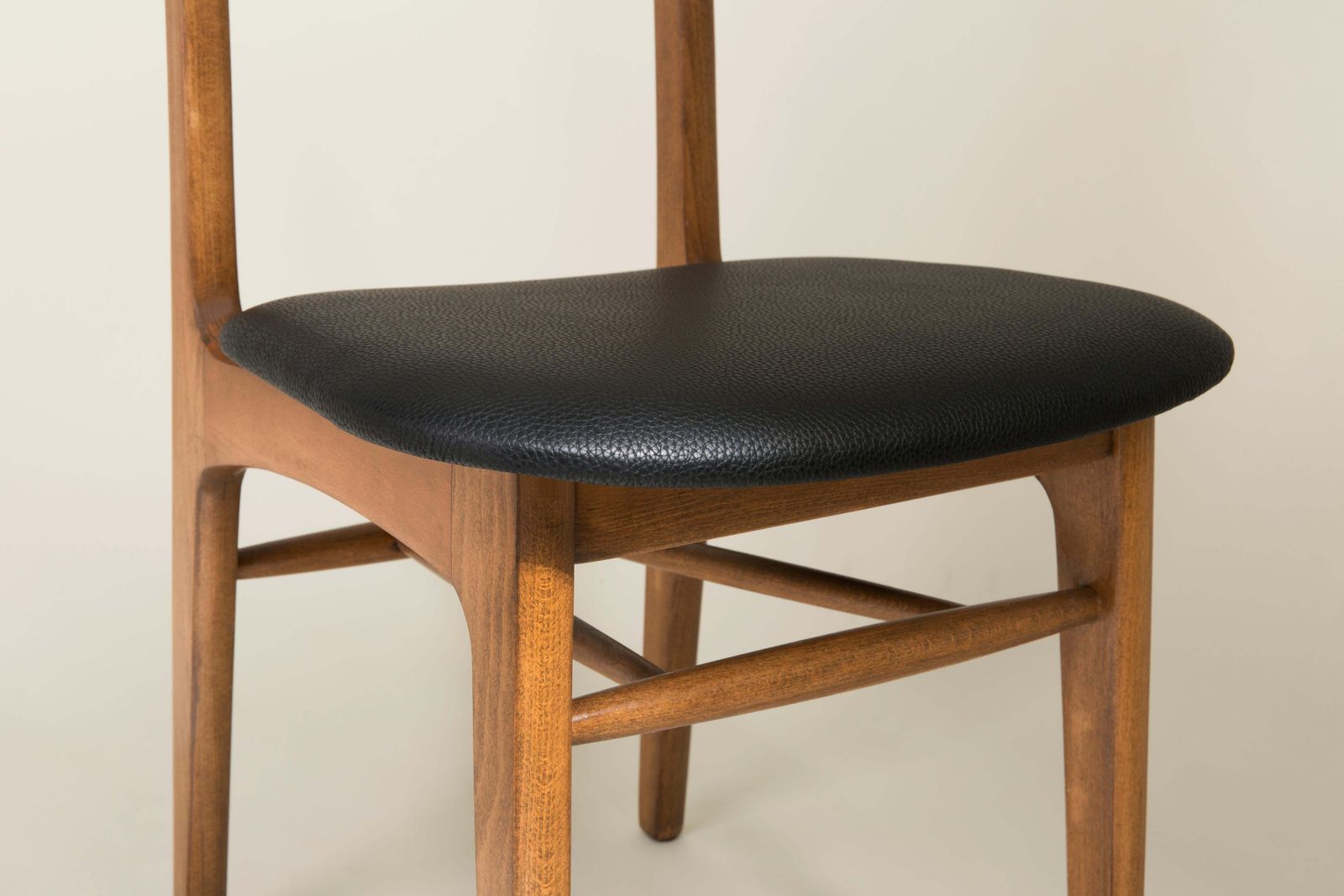 Set Of Four Midcentury Black Leather Dining Chairs, 1960s photo 1871.0