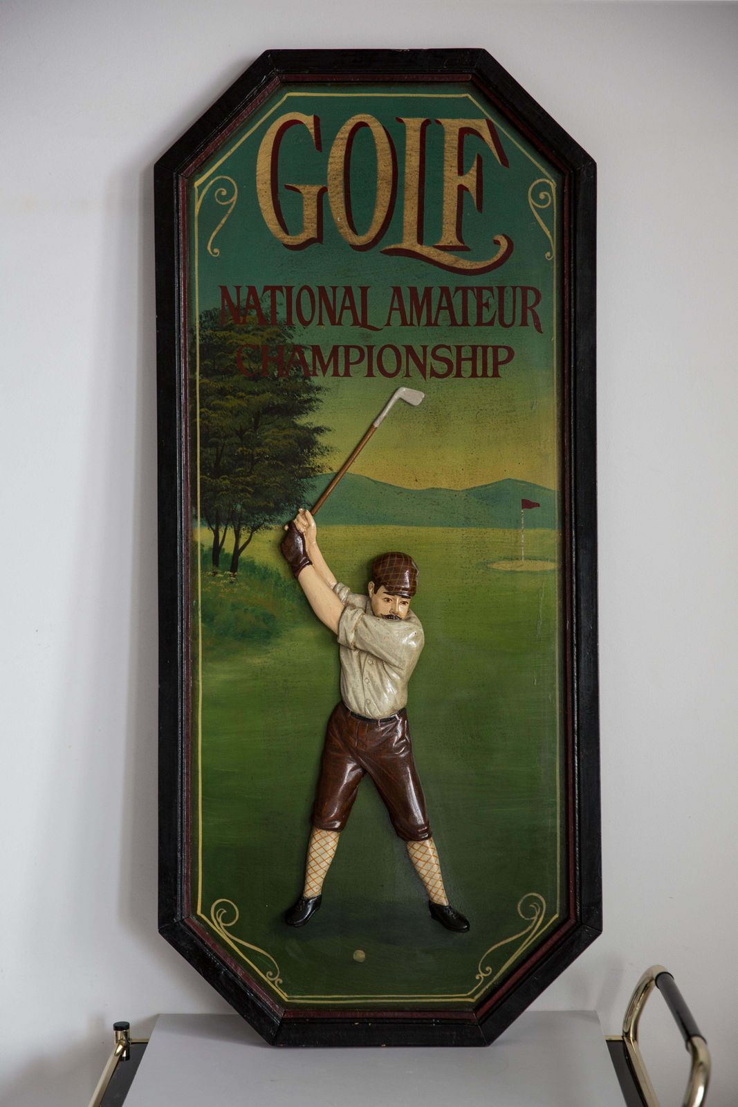 Mid Century Olieverfschilderij Met Golfmotief, Bruine Houten Lijst, Ca. Jaren 1960, Europa photo furniture