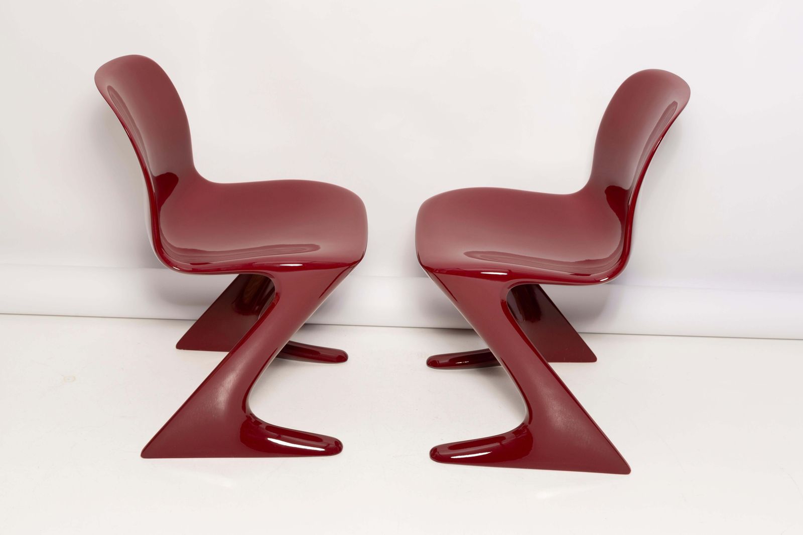 Pair Of Dark Red Wine Kangaroo Chairs Designed By Ernst Moeckl, Germany, 1968 photo 2041.0
