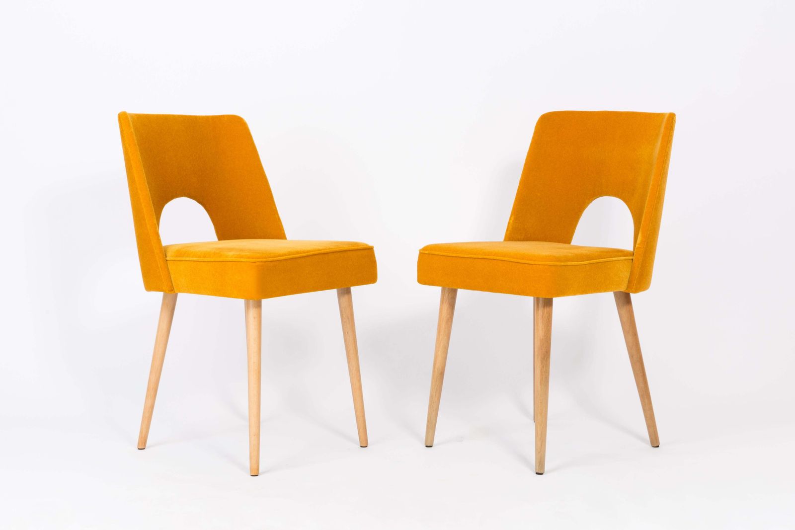 Set Of Four Mustard Yellow Velvet 'Shell' Chairs, 1960s photo Furniture