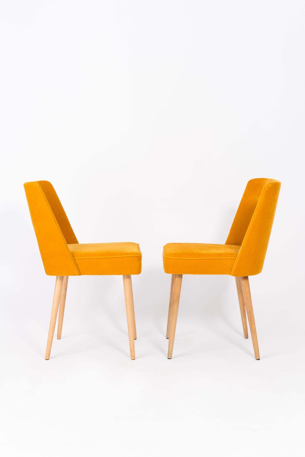 Set Of Four Mustard Yellow Velvet 'Shell' Chairs, 1960s photo 2126.0