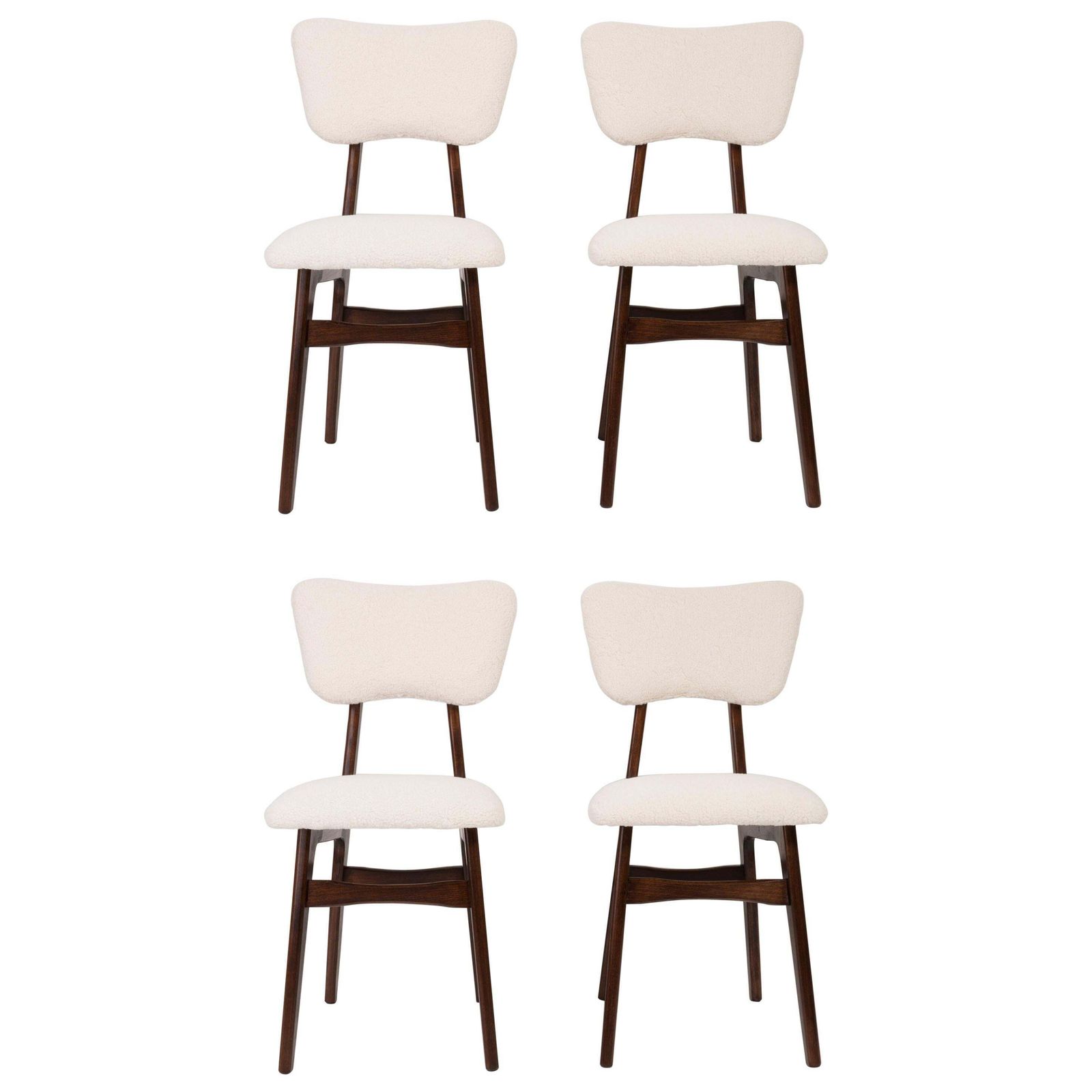 Set Of Four 20th Century Light Crème Boucle Chairs, 1960s