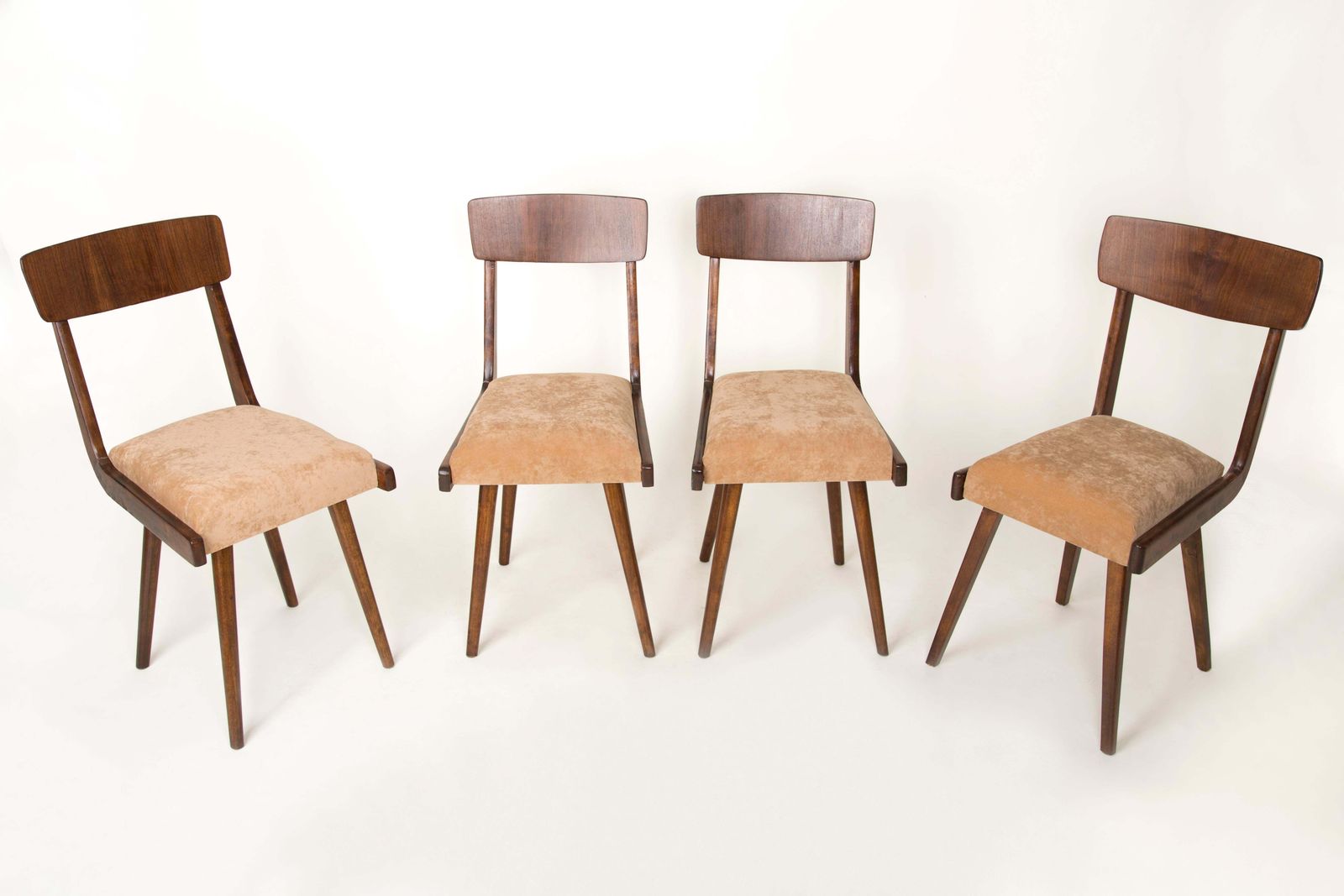 Set Of Four 20th Century Gazelle Beige Wood Chairs, 1960s photo furniture
