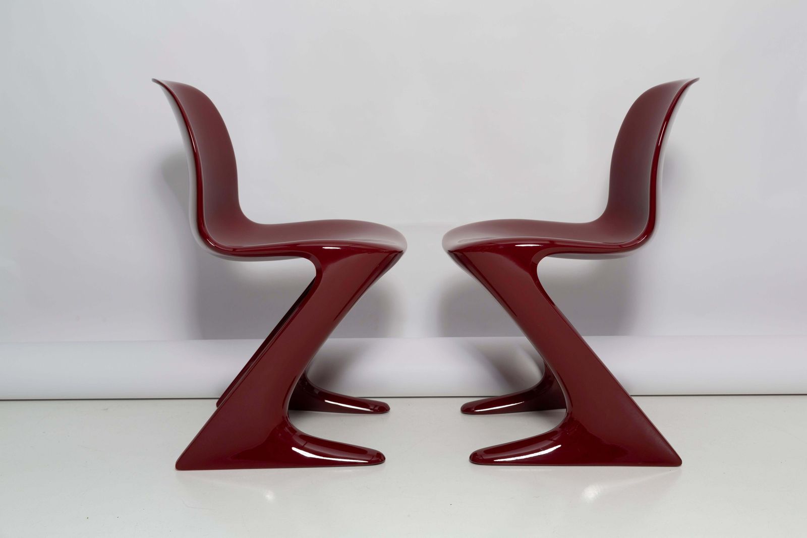 Pair Of Dark Red Wine Kangaroo Chairs Designed By Ernst Moeckl, Germany, 1968 photo 2038.0