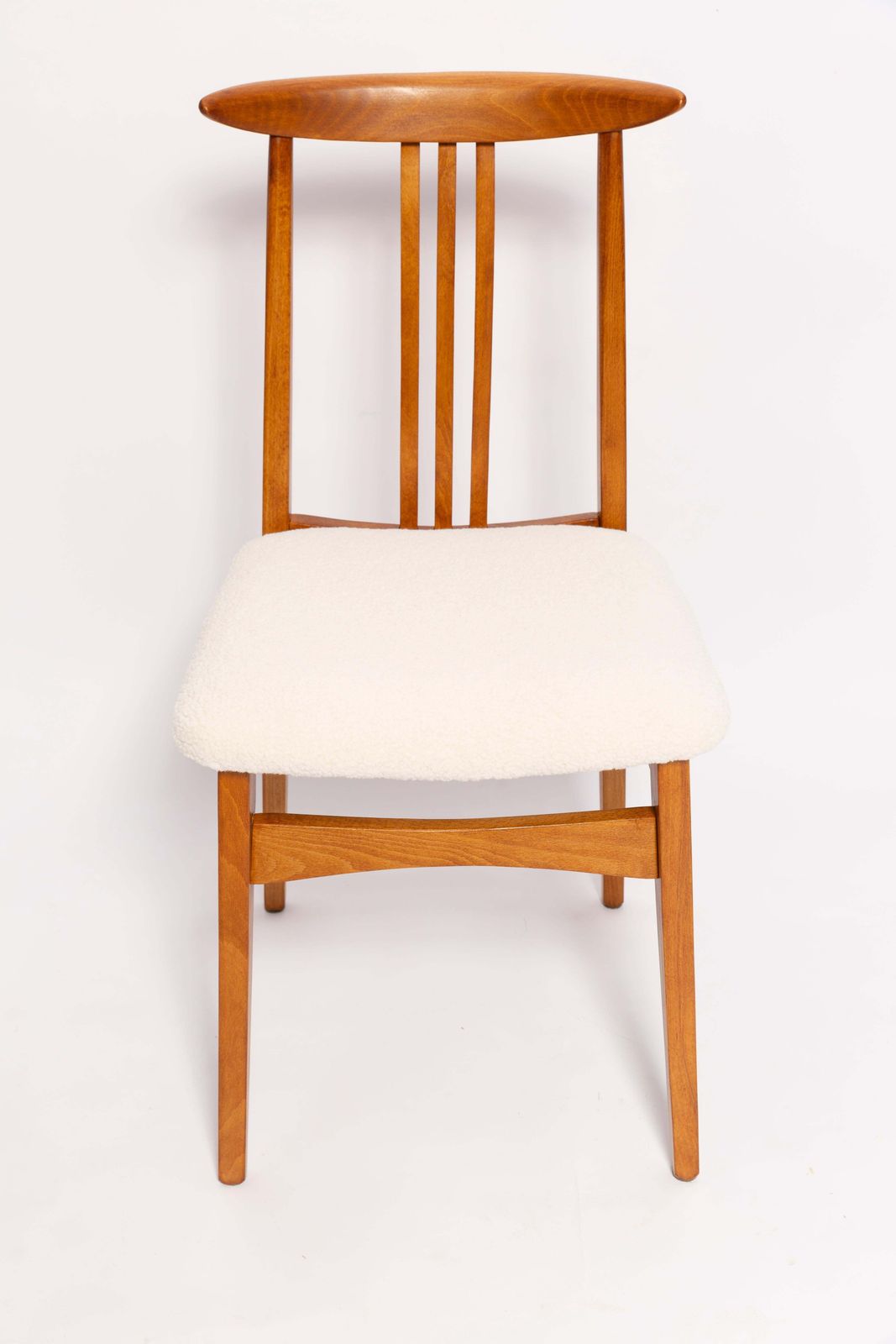 Set Of Four Mid Century Cream Ivory Boucle Chair, By M. Zielinski, Europe, 1960s photo for sale