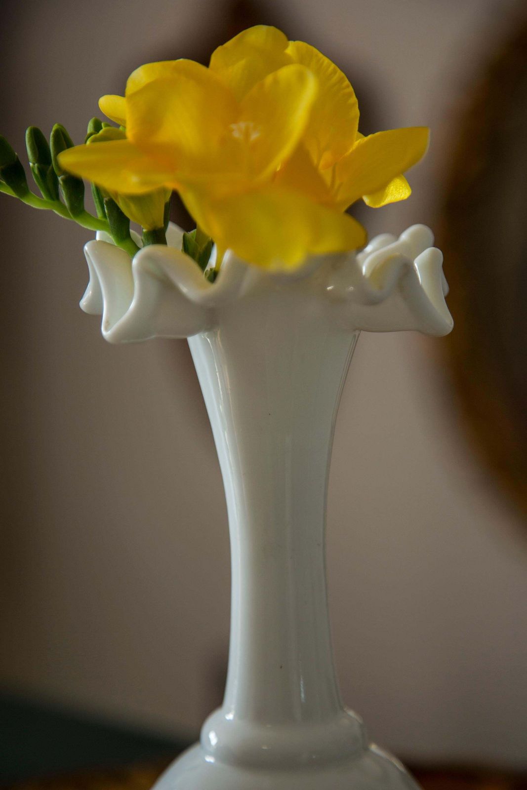 Midcentury Porcelain White Mini Vase With A Frill, Europe, 1960s photo Home Decor
