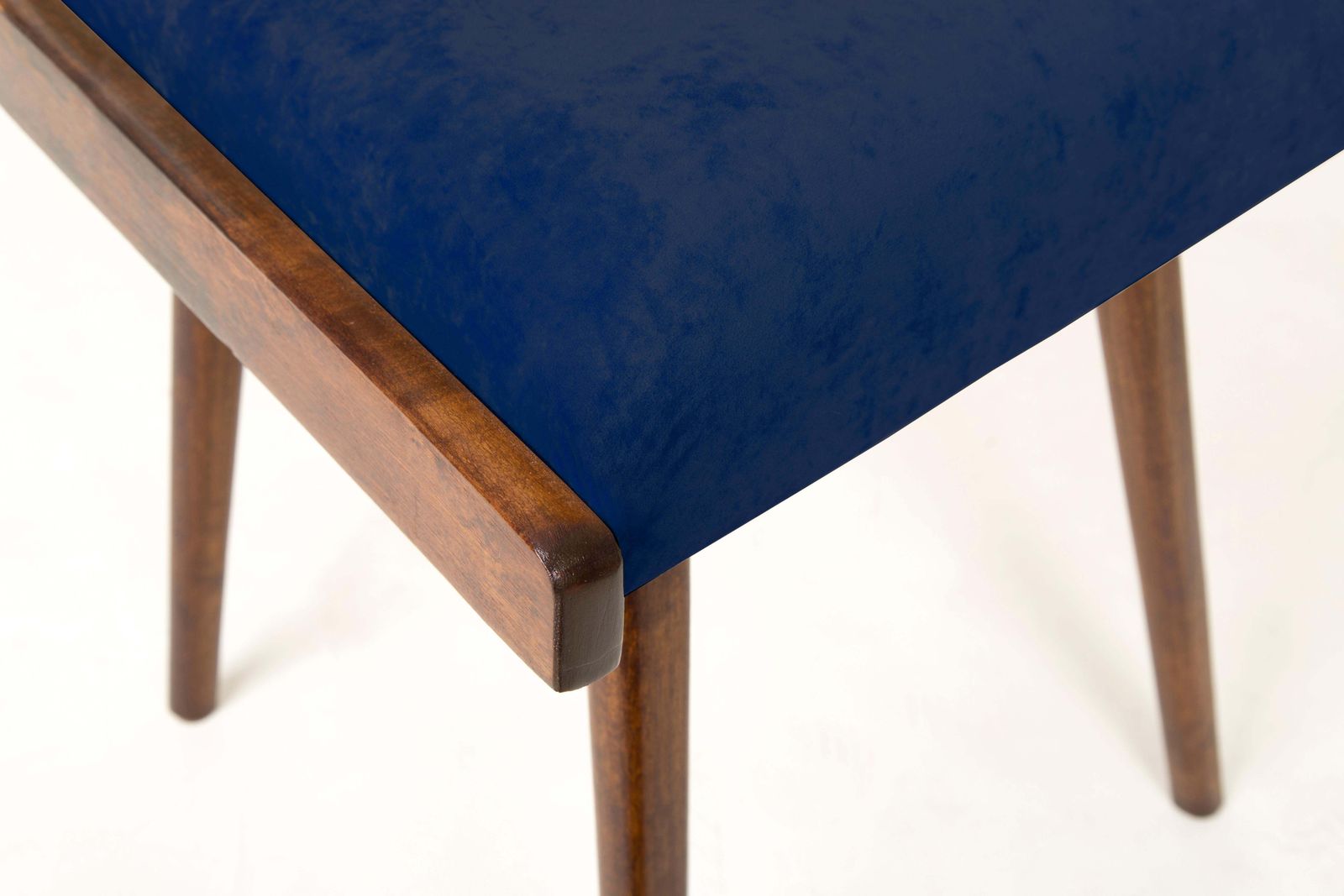 Set Of Four Mid Century Navy Blue Velvet Wood Chairs, Europe, 1960s photo buy