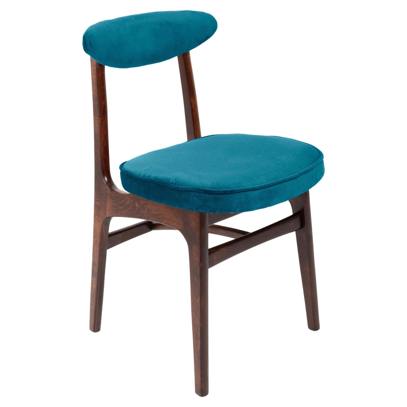 Mid Century Petrol Blue Velvet Chair Designed By Rajmund Halas, Europe, 1960s