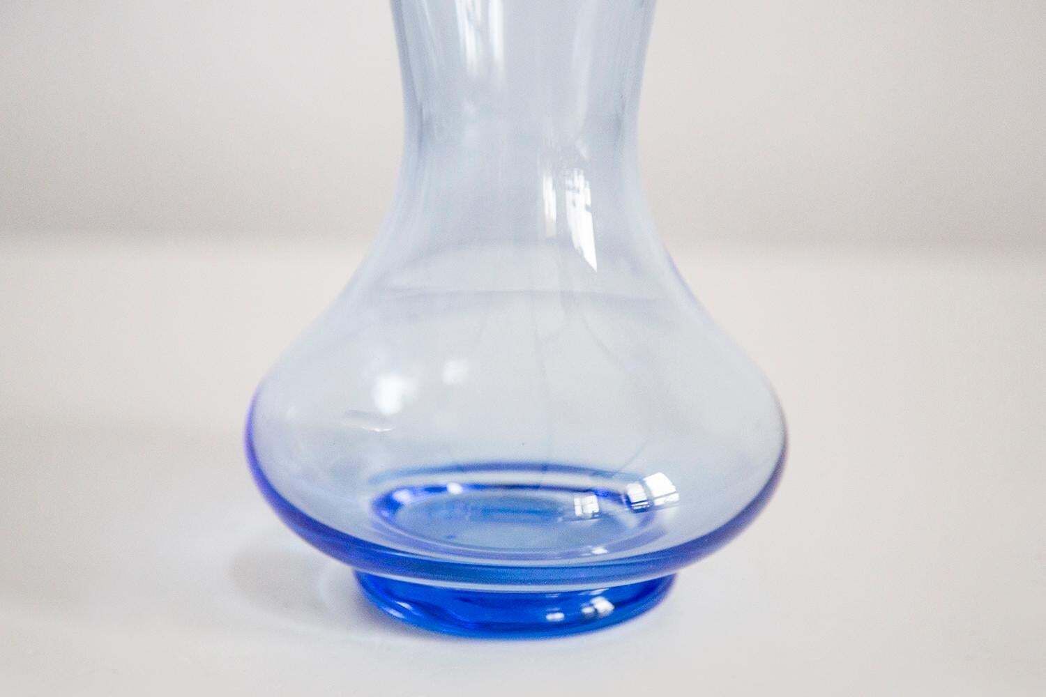 Midcentury Glass Light Blue Vase With A Frill, Europe, 1960s photo vinterior
