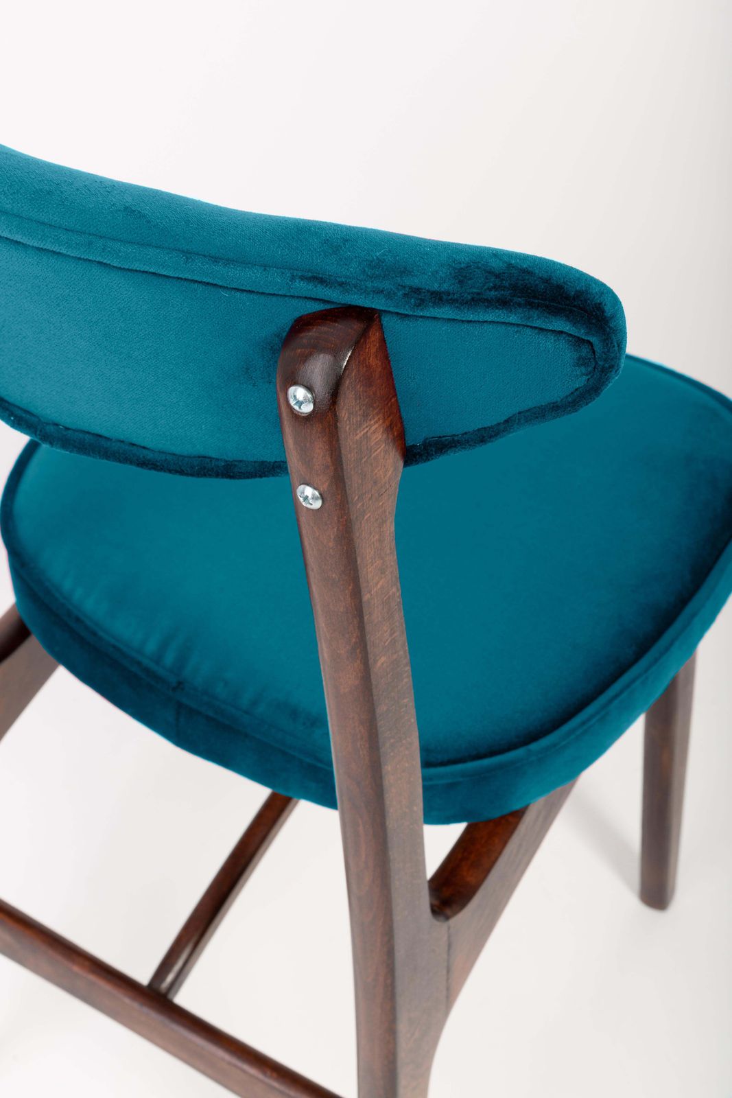 photo for sale Mid Century Petrol Blue Velvet Chair Designed By Rajmund Halas, Europe, 1960s