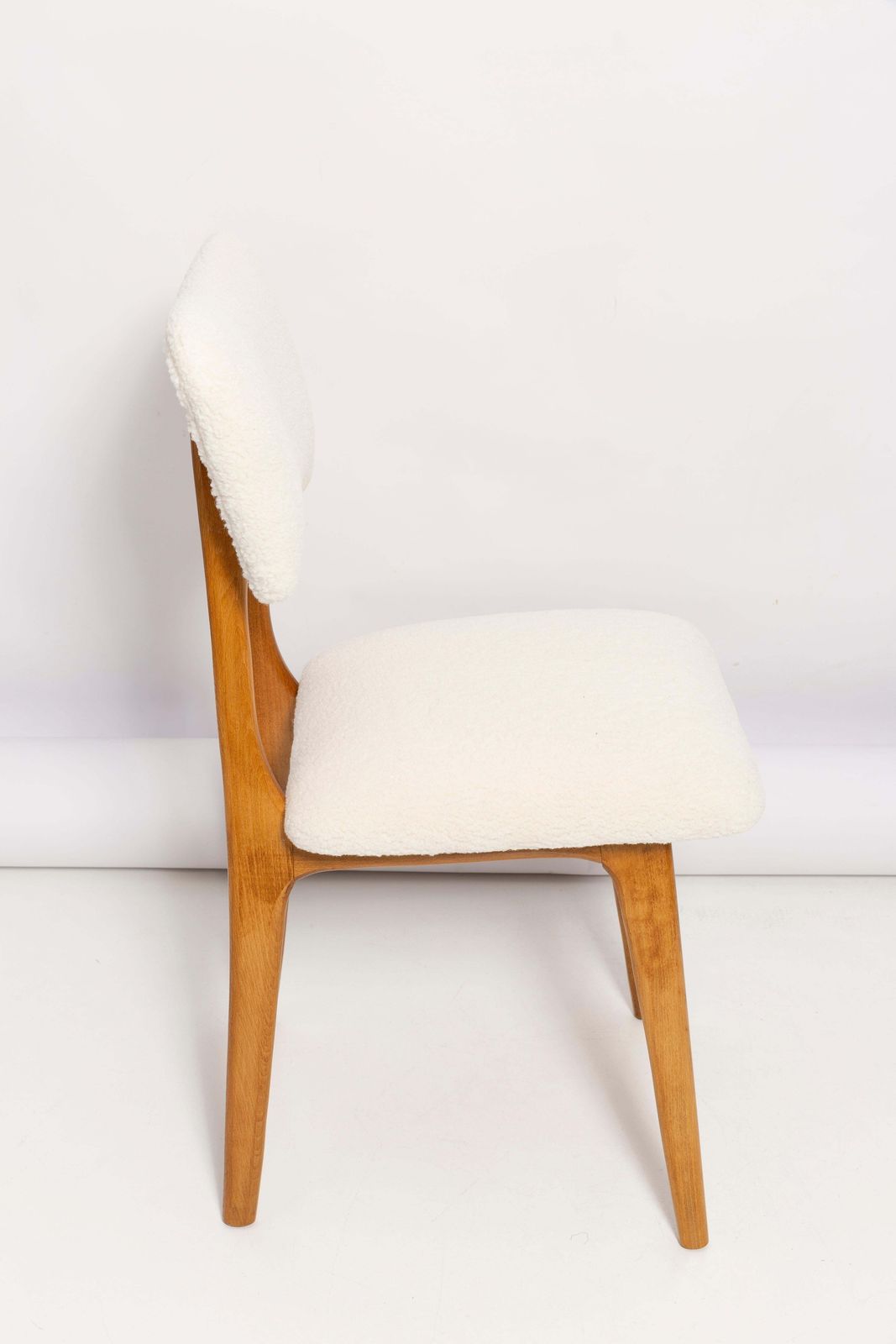 Mid Century Butterfly Dining Chair, Light Creme Boucle, Poland, 1960s photo buy