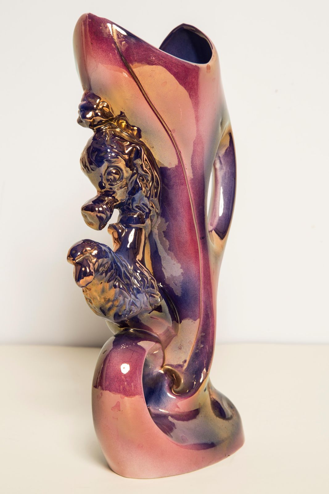 Home Decor Midcentury Porcelain Vase With Poodle Dog, Hand Painted, Europe, 1960s photo