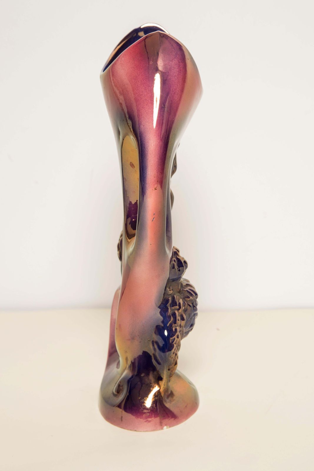 photo vinterior Midcentury Porcelain Vase With Poodle Dog, Hand Painted, Europe, 1960s