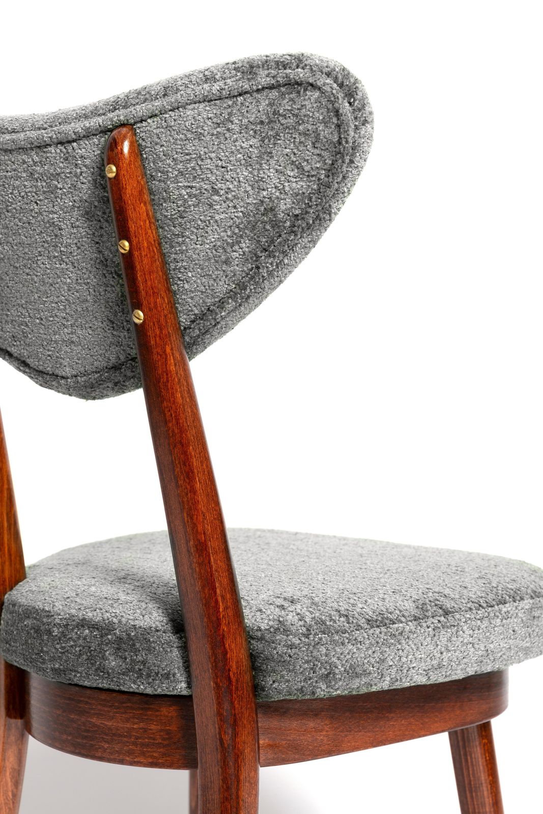 Mid Century Fauteuil Met Hartmotief En Bijpassende Voetenbank, Grijs Fluweel, Donker Hout, Europa, Ca. Jaren 1960 photo buy