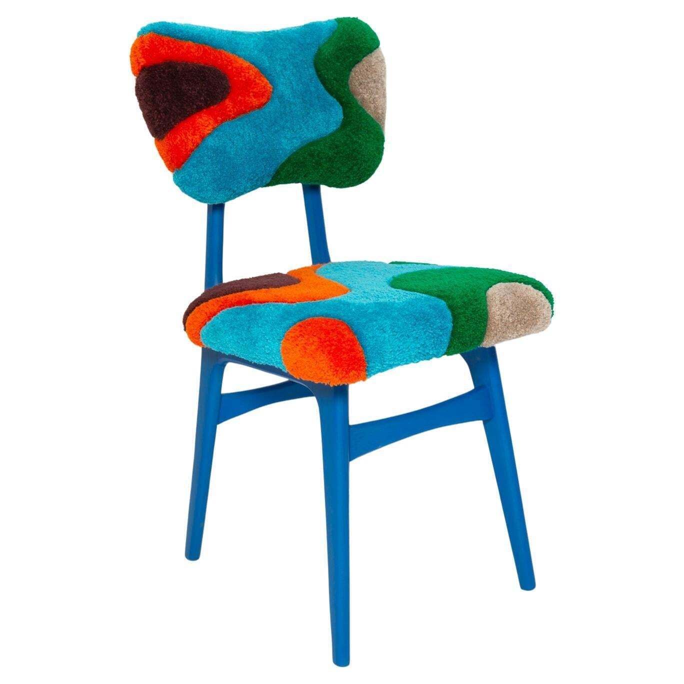 Mid Century Butterfly Stoel, Handgeknoopt Wol In Blauw, Groen En Oranje, Europa, Jaren 1960