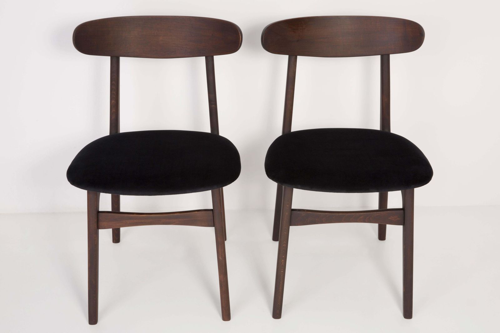 Set Of Three 20th Century Black Velvet Chairs, 1960s photo furniture