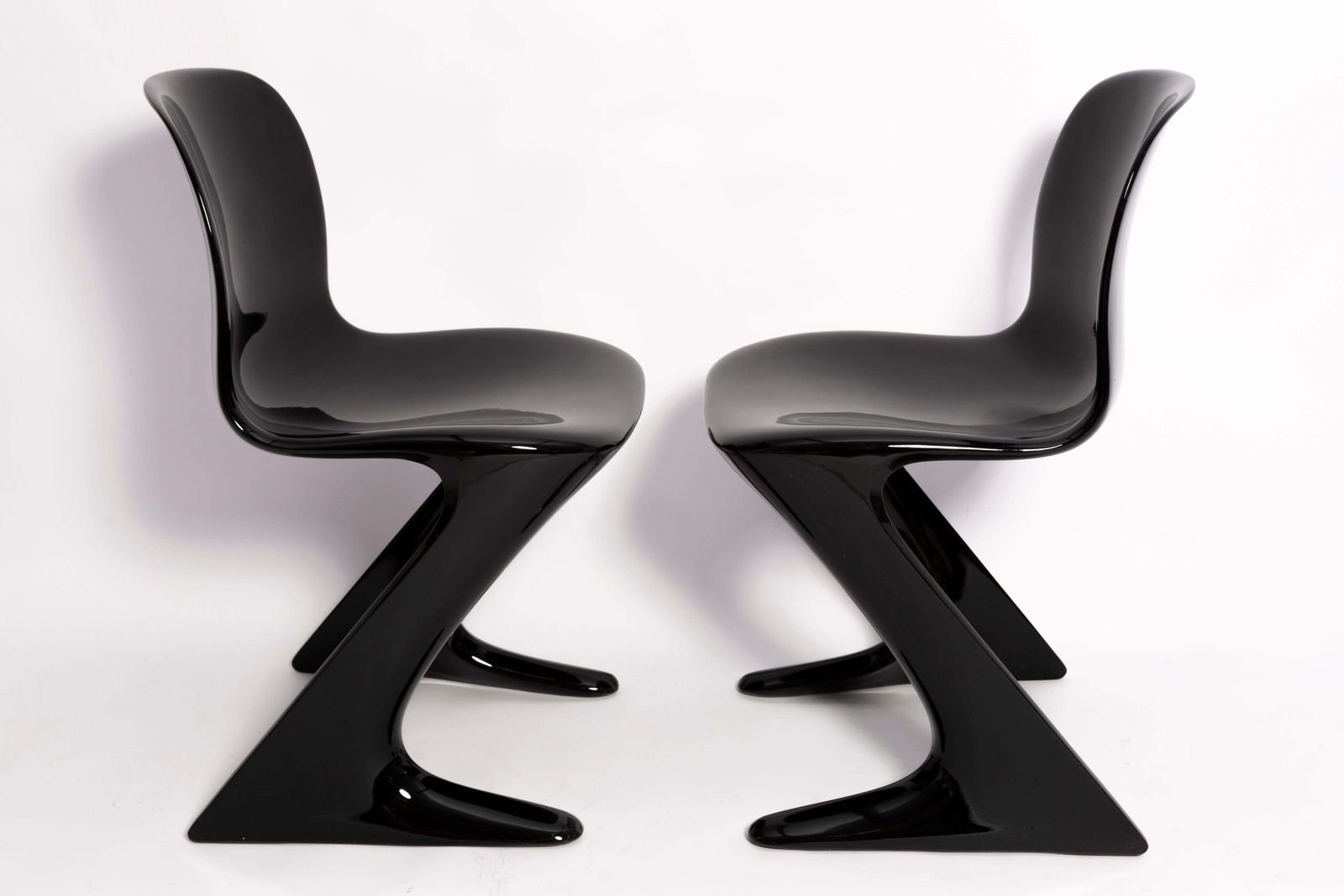 Furniture Two Mid Century Black Kangaroo Chairs Designed By Ernst Moeckl, Germany, 1960s photo