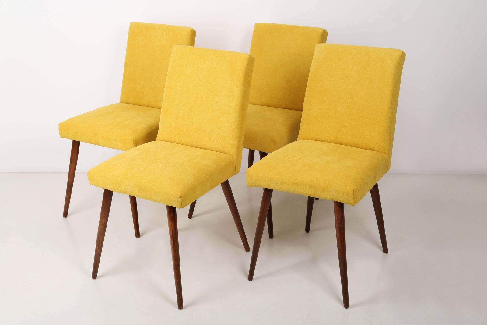 Set Of Four Mid Century Yellow Chairs, Europe, 1960s. photo for sale