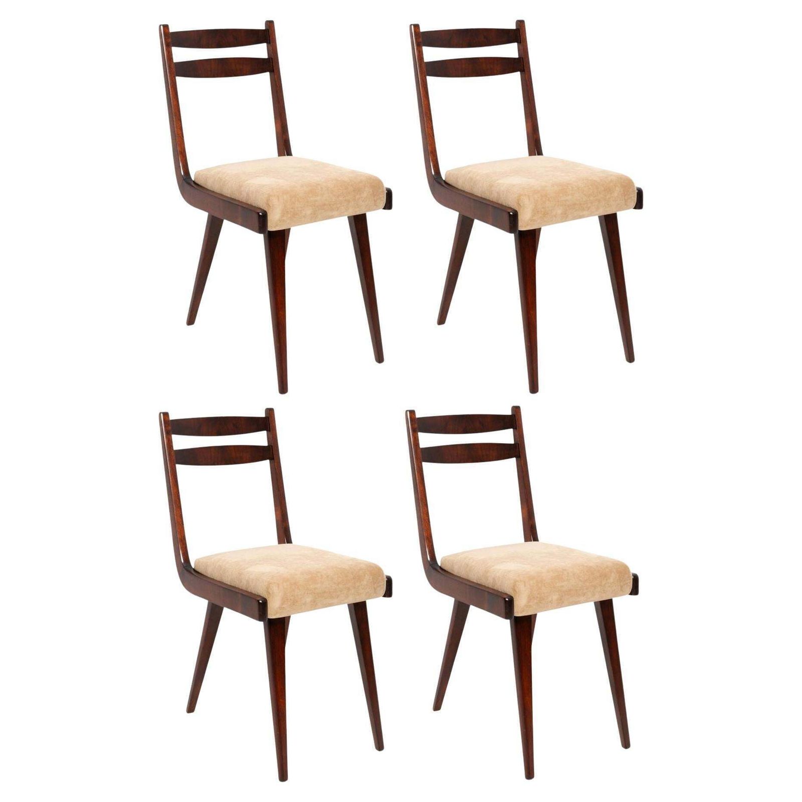 Set Of Four Mid Century Gazelle II Beige Wood Chairs, Europe, 1960s