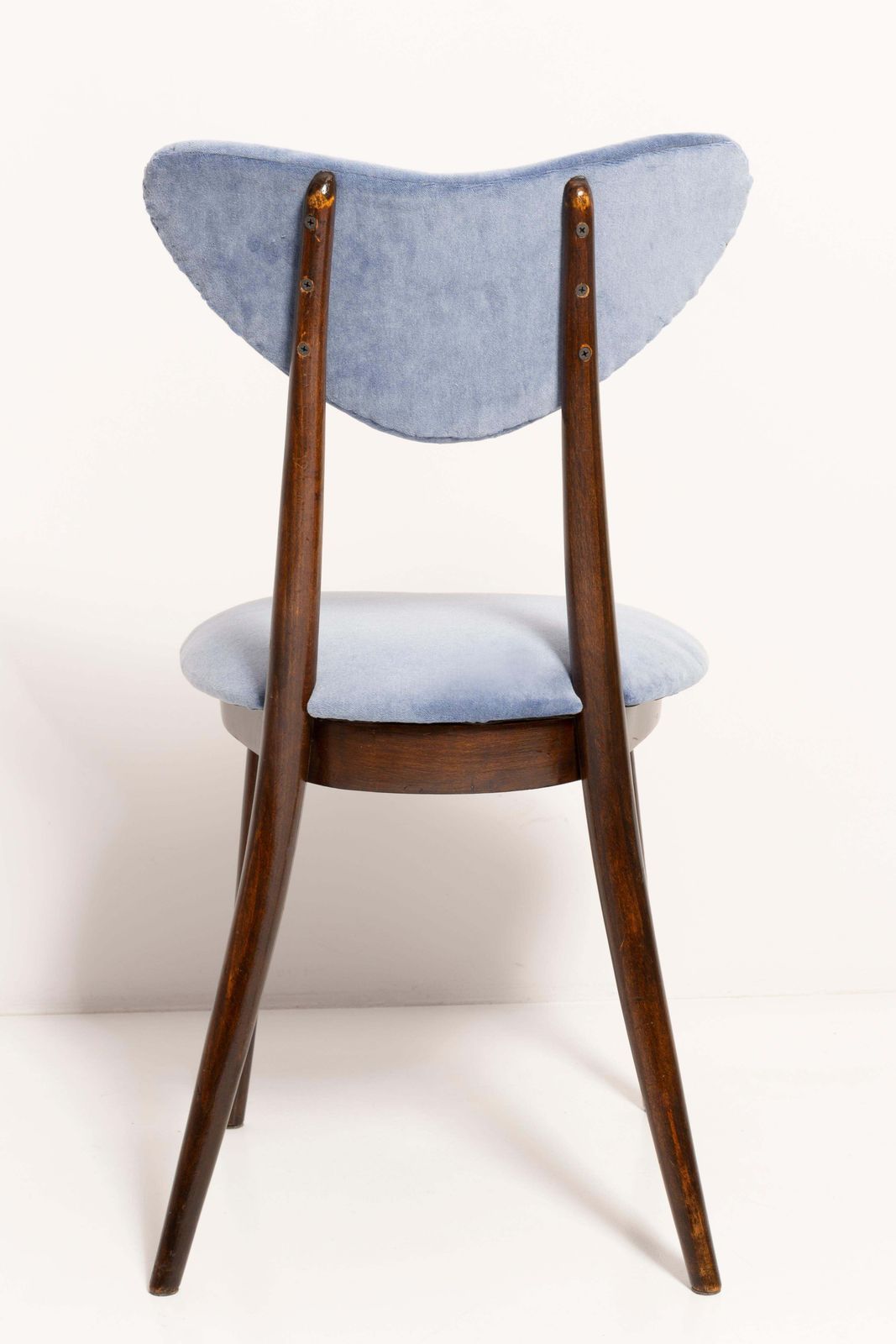 photo furniture Set Of Four Mid Century Violet Blue Cotton Velvet Heart Chairs, Europe, 1960s