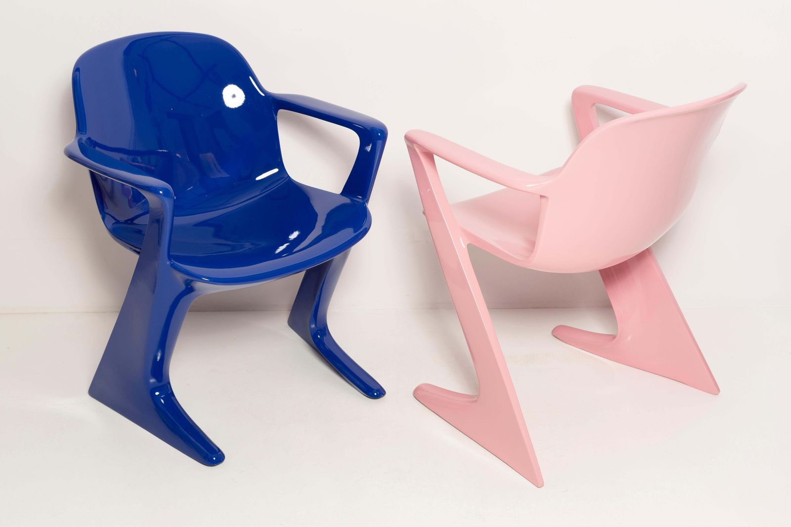 Two Mid Century Baby Pink And Blue Kangaroo Chairs, Ernst Moeckl, Germany, 1968 photo buy