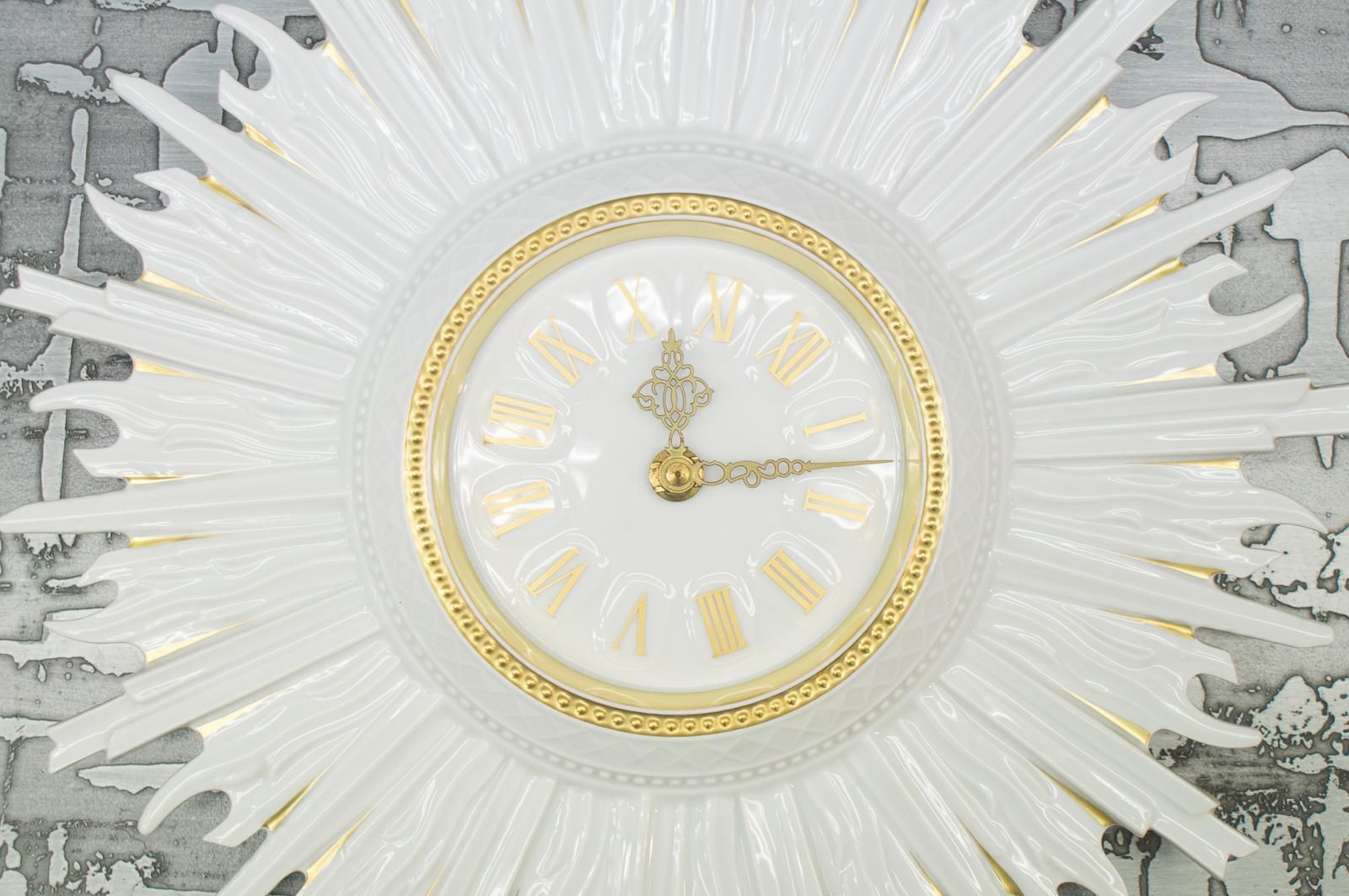 Very Rare Hutschenreuther Sunburst Wall Clock In Porcelain, Germany, 1960s photo 766.0