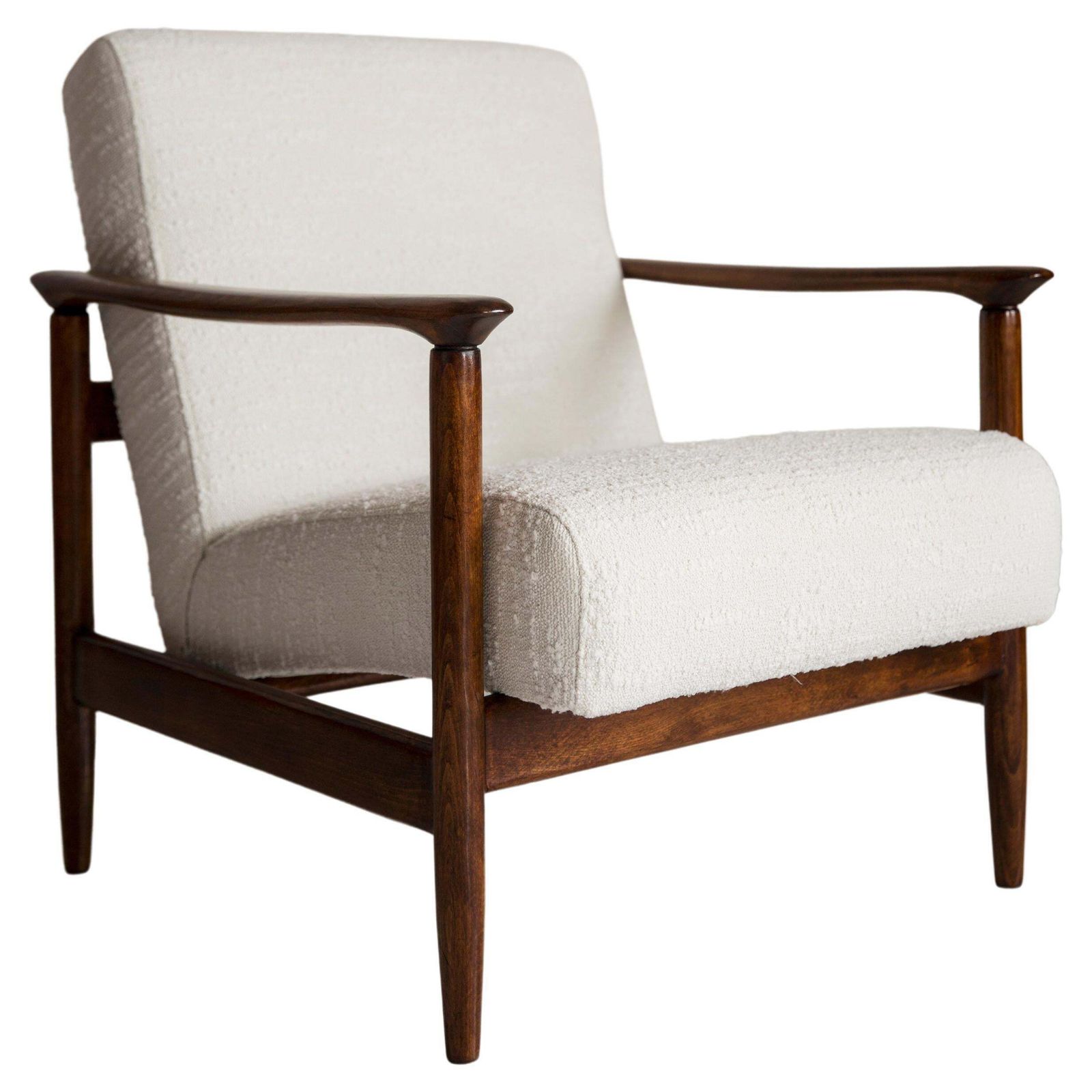 Mid Century White Boucle Armchair, Gfm 142, Edmund Homa, Europe, 1960s