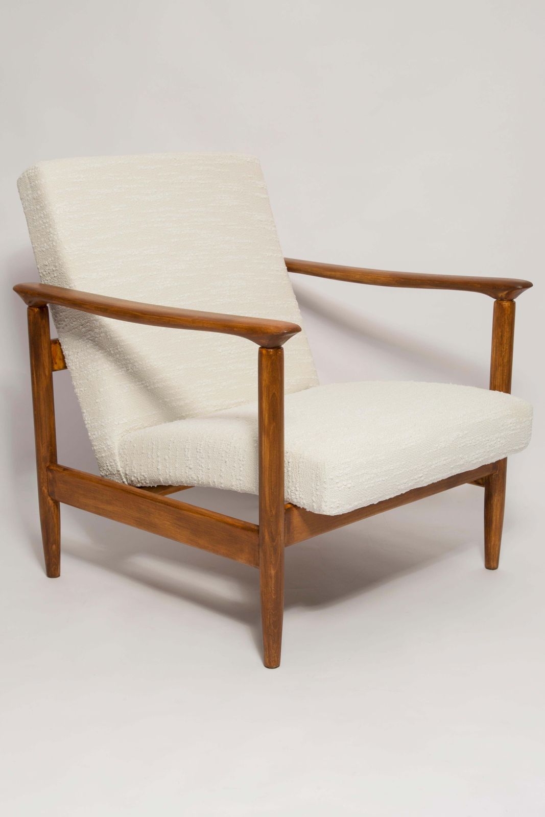 Mid Century Witte Bouclé Fauteuil, Gfm 142, Edmund Homa, Europa, Jaren 1960 photo furniture