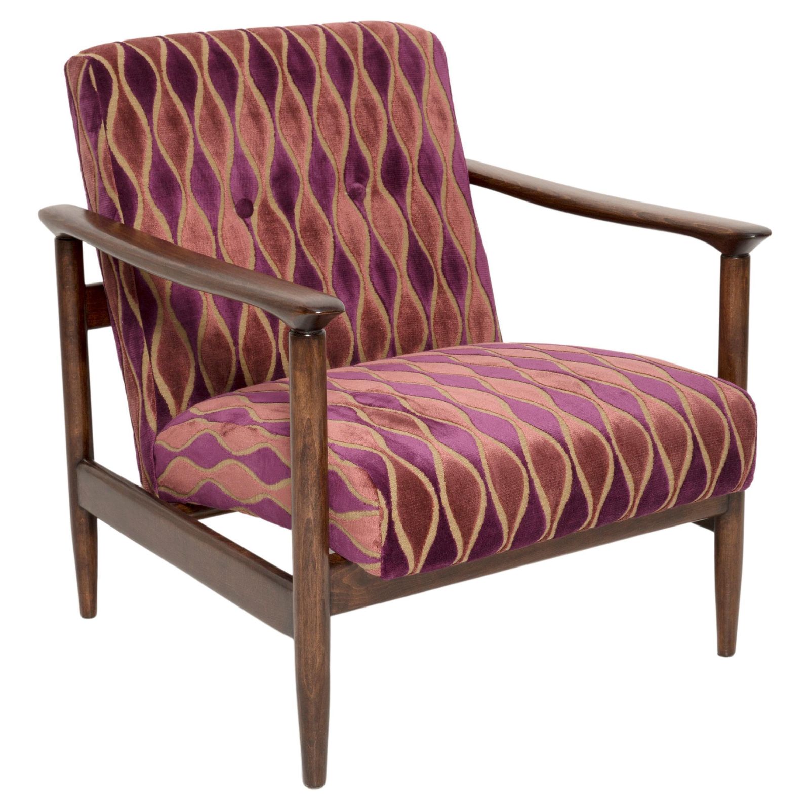 Mid 20th Century Armchair Pink Pattern Velvet, Edmund Homa, Europe, 1960s
