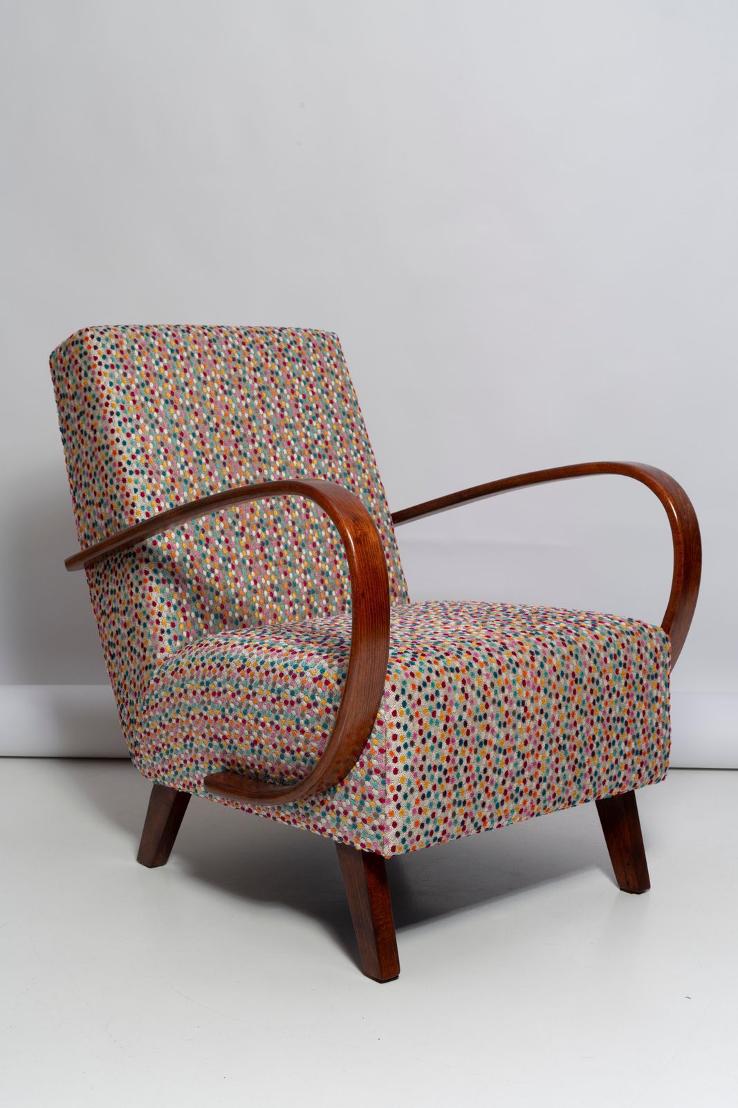 Mid Century Dots Velvet Armchair By J. Halabala, Czech Republic, 1950s photo for sale