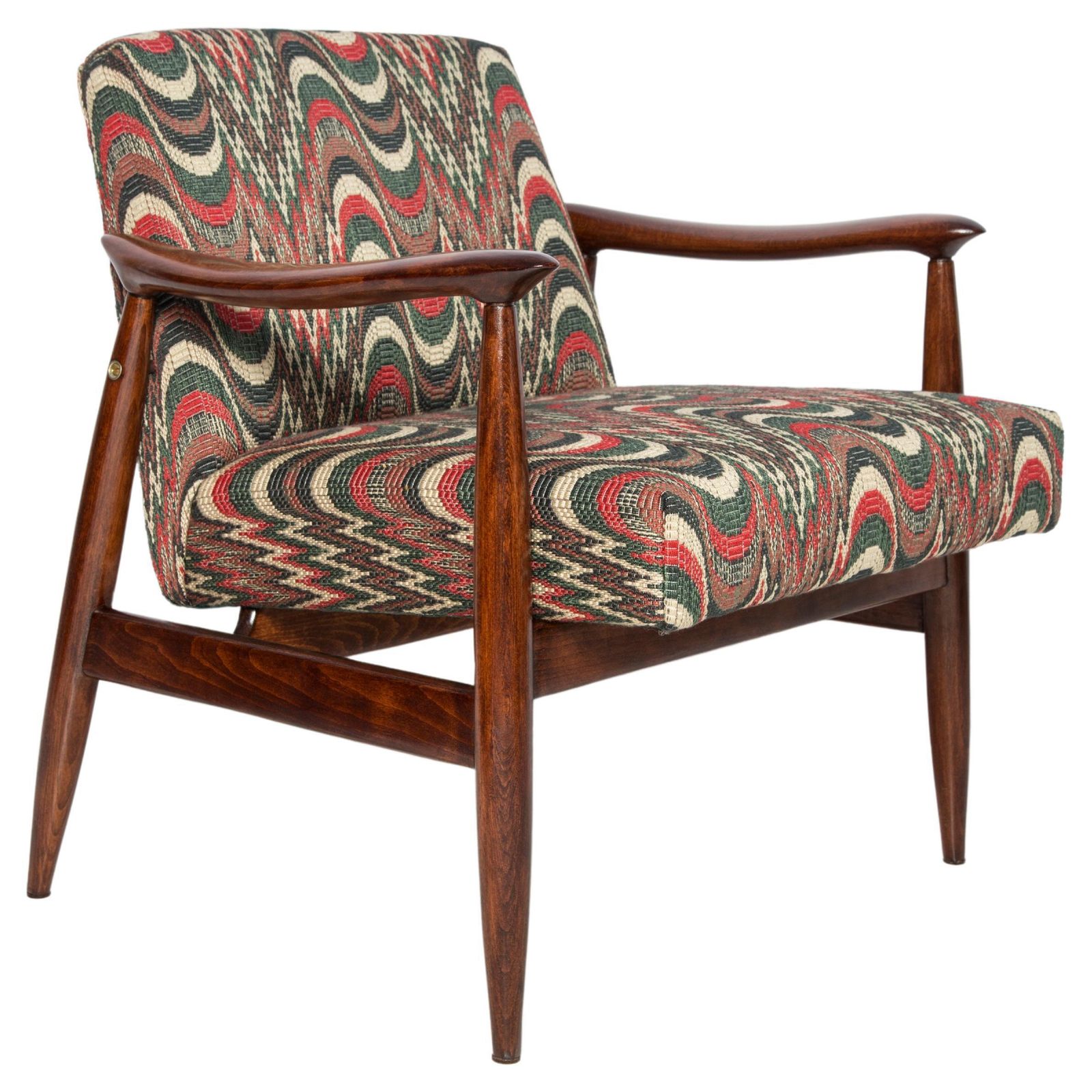 Mid Century Flimflam Jacquard Fauteuil, Ontworpen Door J. Kedziorek, Europa, Jaren 1960