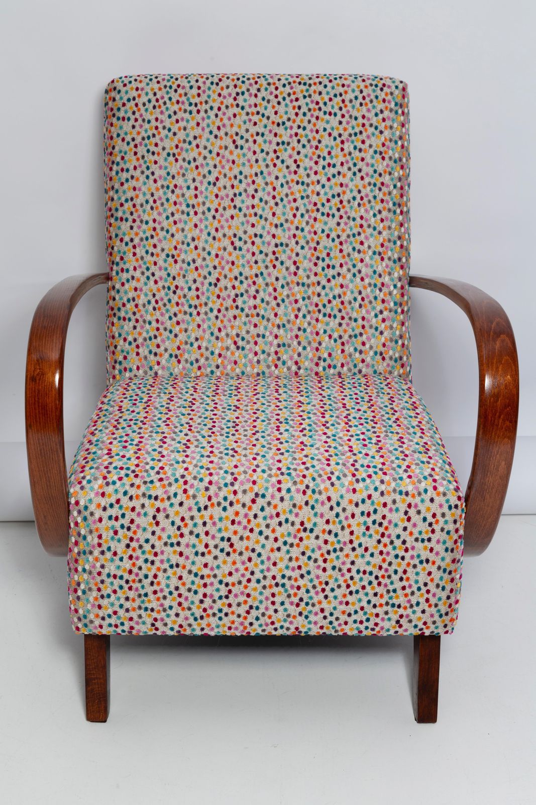 photo for sale Mid Century Dots Velvet Armchair By J. Halabala, Czech Republic, 1950s
