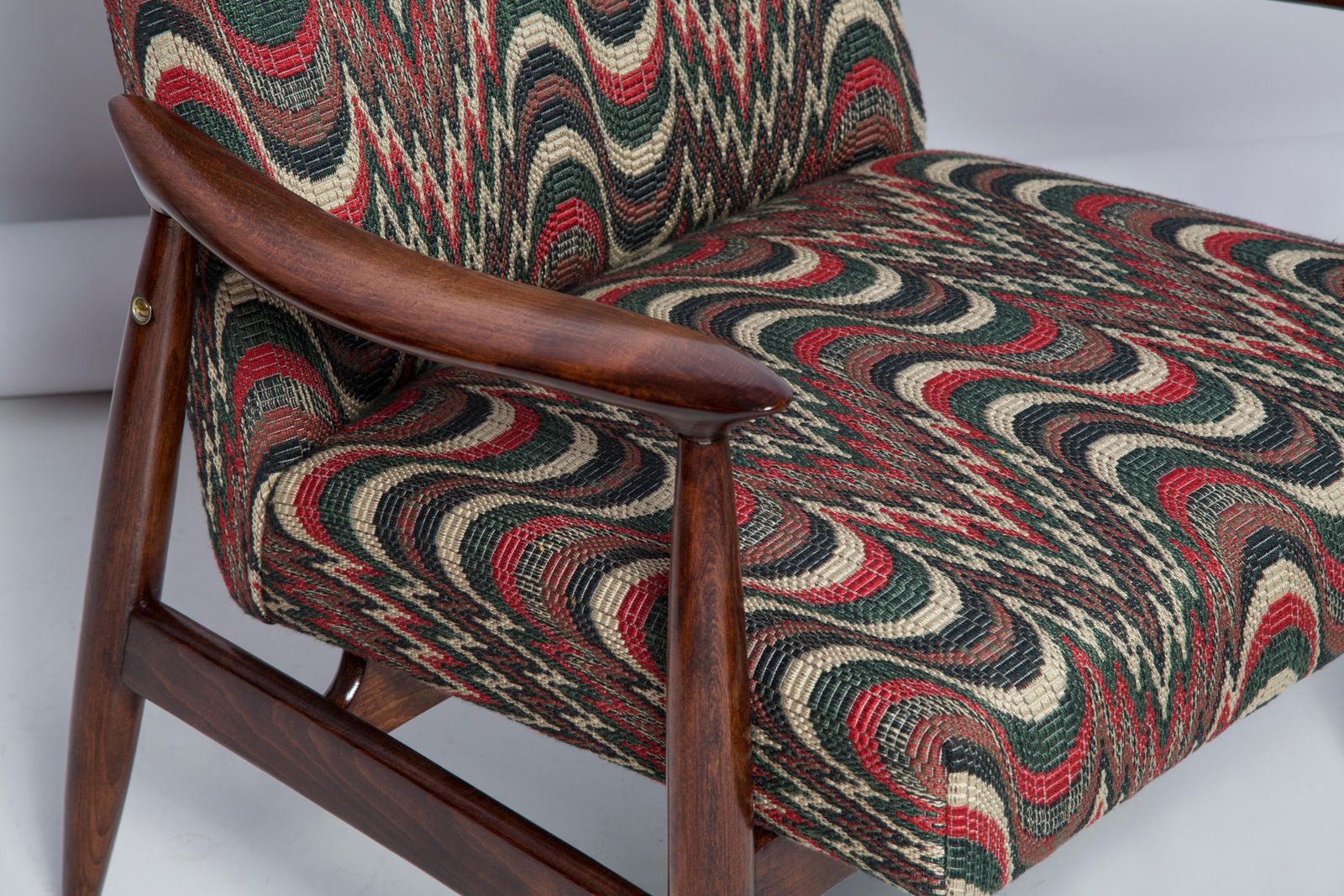 Mid Century Flimflam Jacquard Fauteuil, Ontworpen Door J. Kedziorek, Europa, Jaren 1960 photo buy