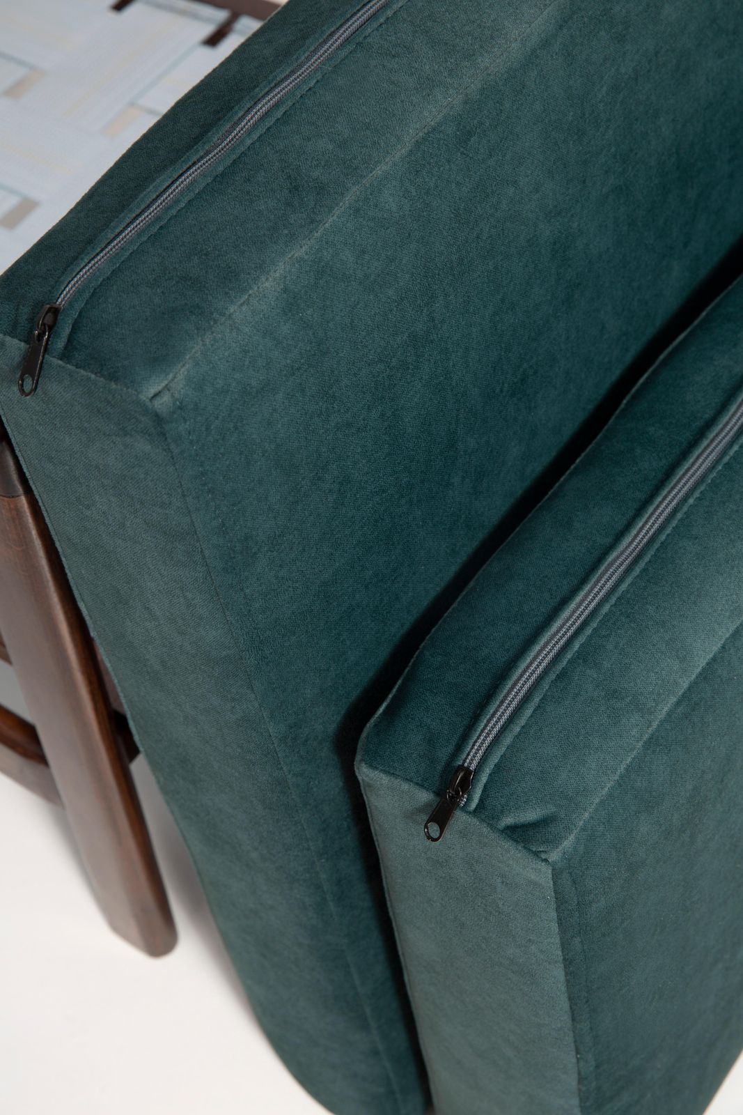 Midcentury Deep Green Velvet Armchair, Zenon Baczyk, Poland, 1960s photo Furniture
