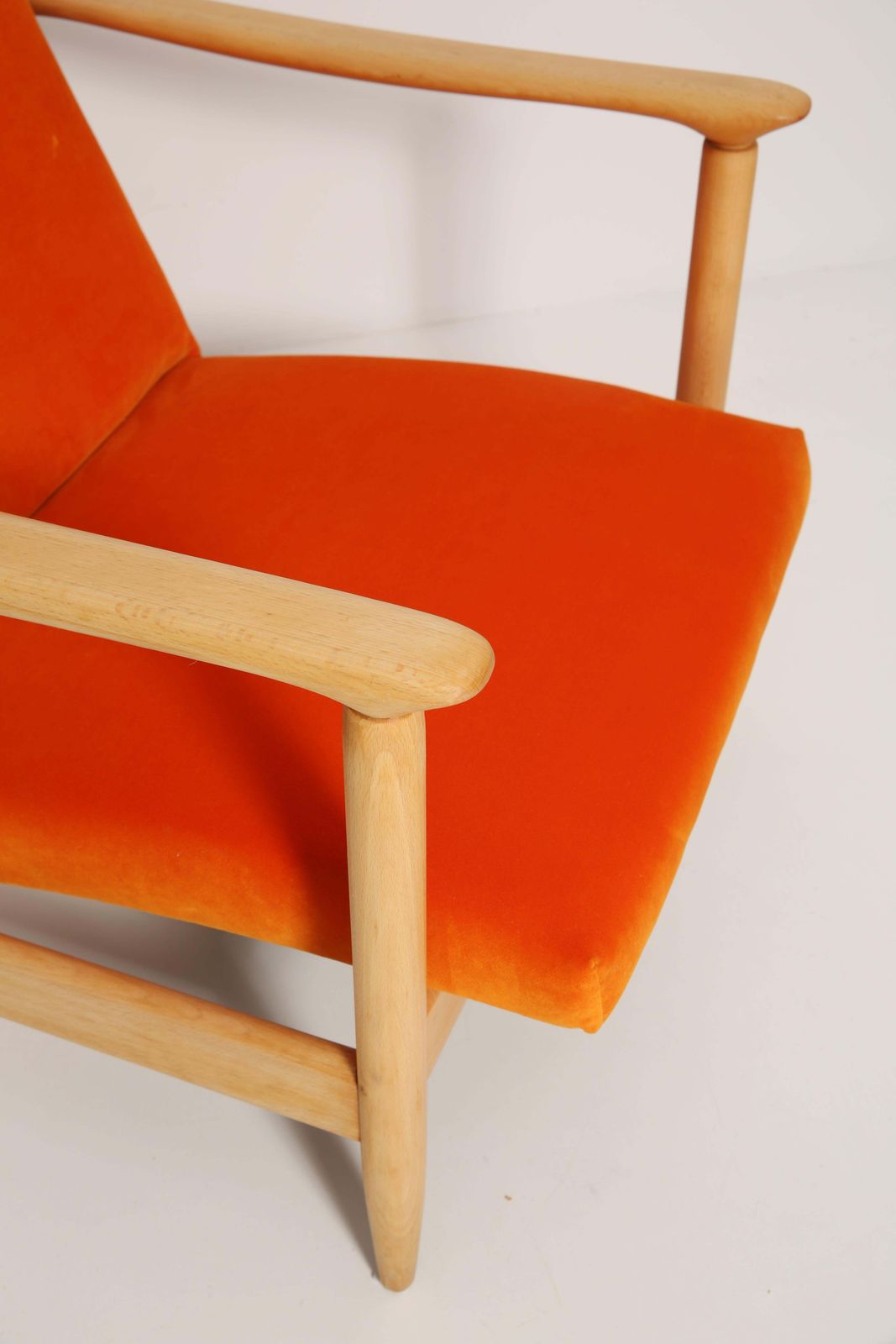 Mid 20th Century Orange Velvet Armchair, Edmund Homa, Europe, 1960s photo Furniture