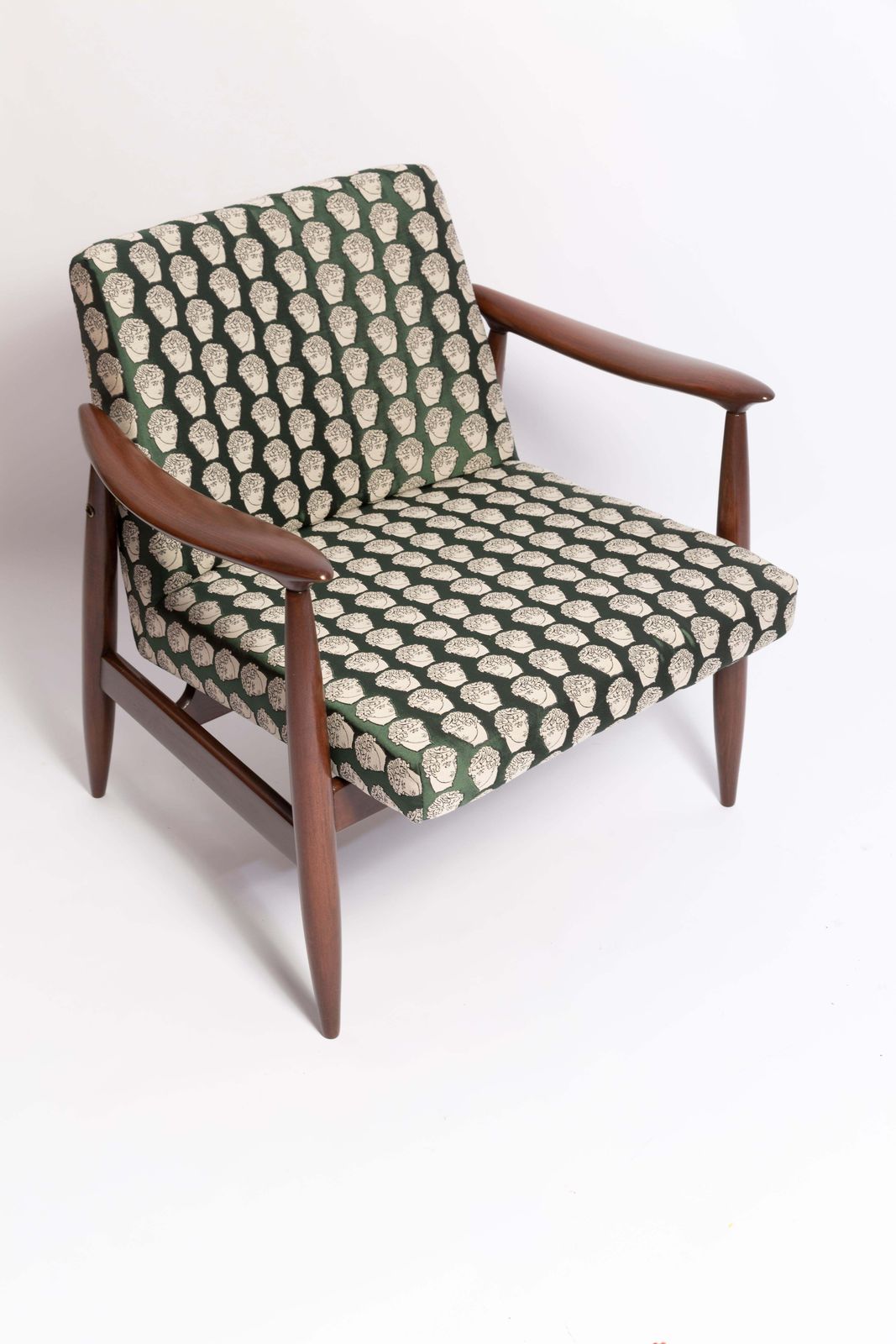 Mid Century David Print Emerald Fauteuil, Ontworpen Door J. Kedziorek, Europa, Jaren 1960 photo buy