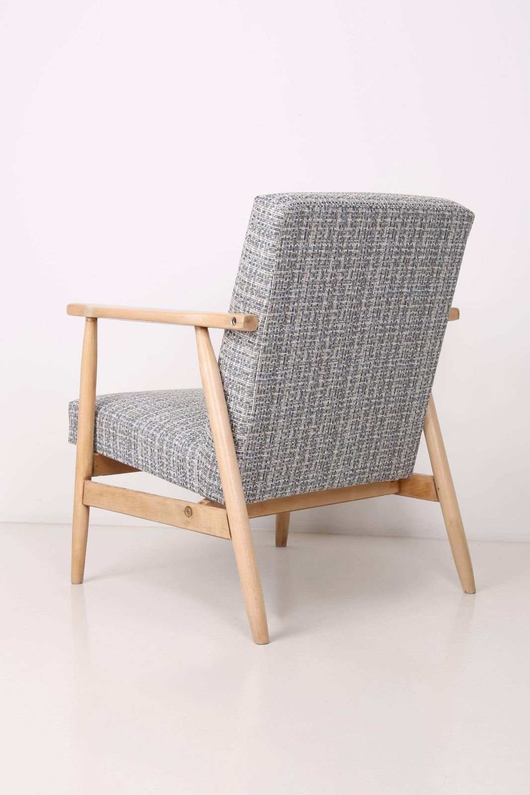 Pair Of Midcentury Blue Pixel Armchairs, Beechwood, H.Lis, Poland, 1960s photo Furniture