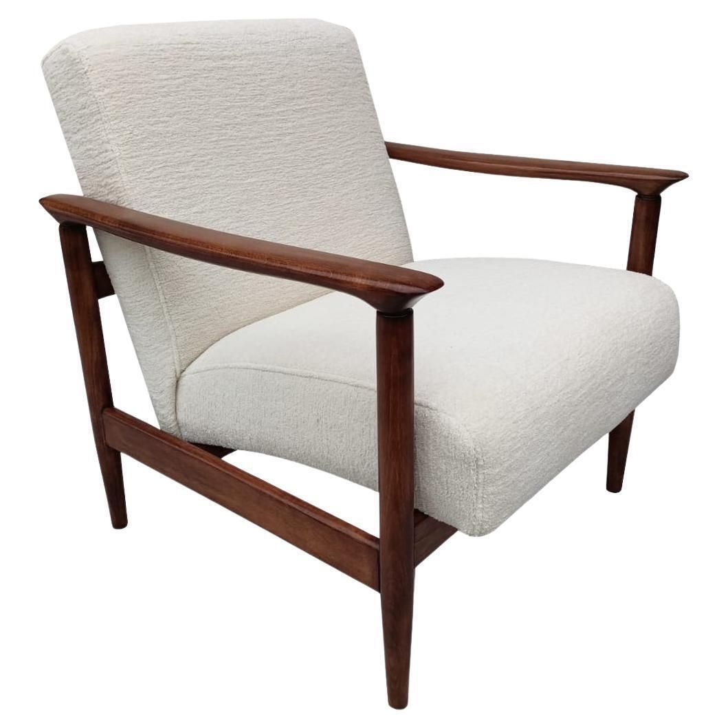 Mid Century White Chenille Armchair, Gfm 142, Edmund Homa, Europe, 1960s