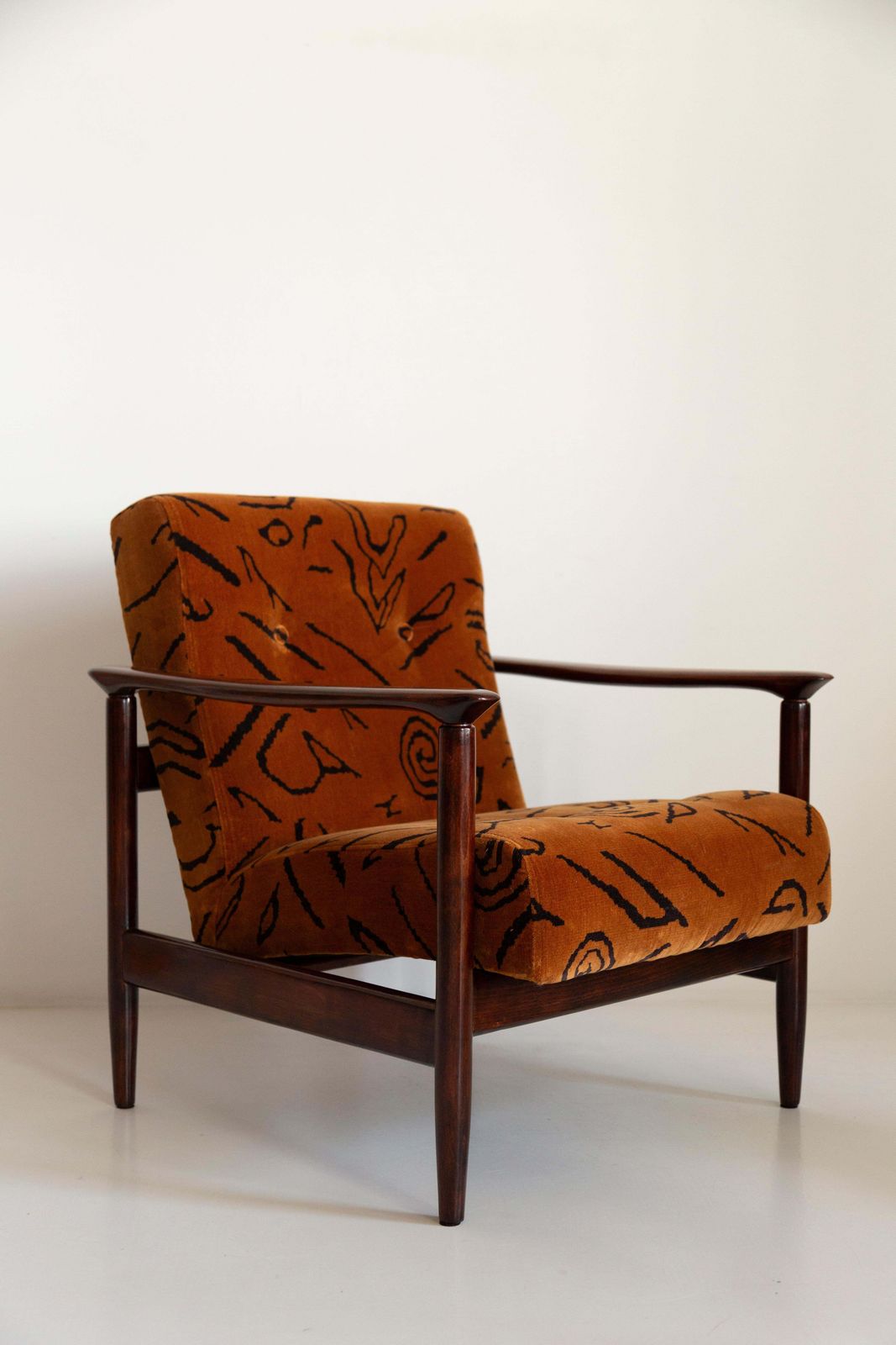Mid Century Leontigre Jacquard Armchair, Gfm 142, Edmund Homa, Europe, 1960s photo furniture
