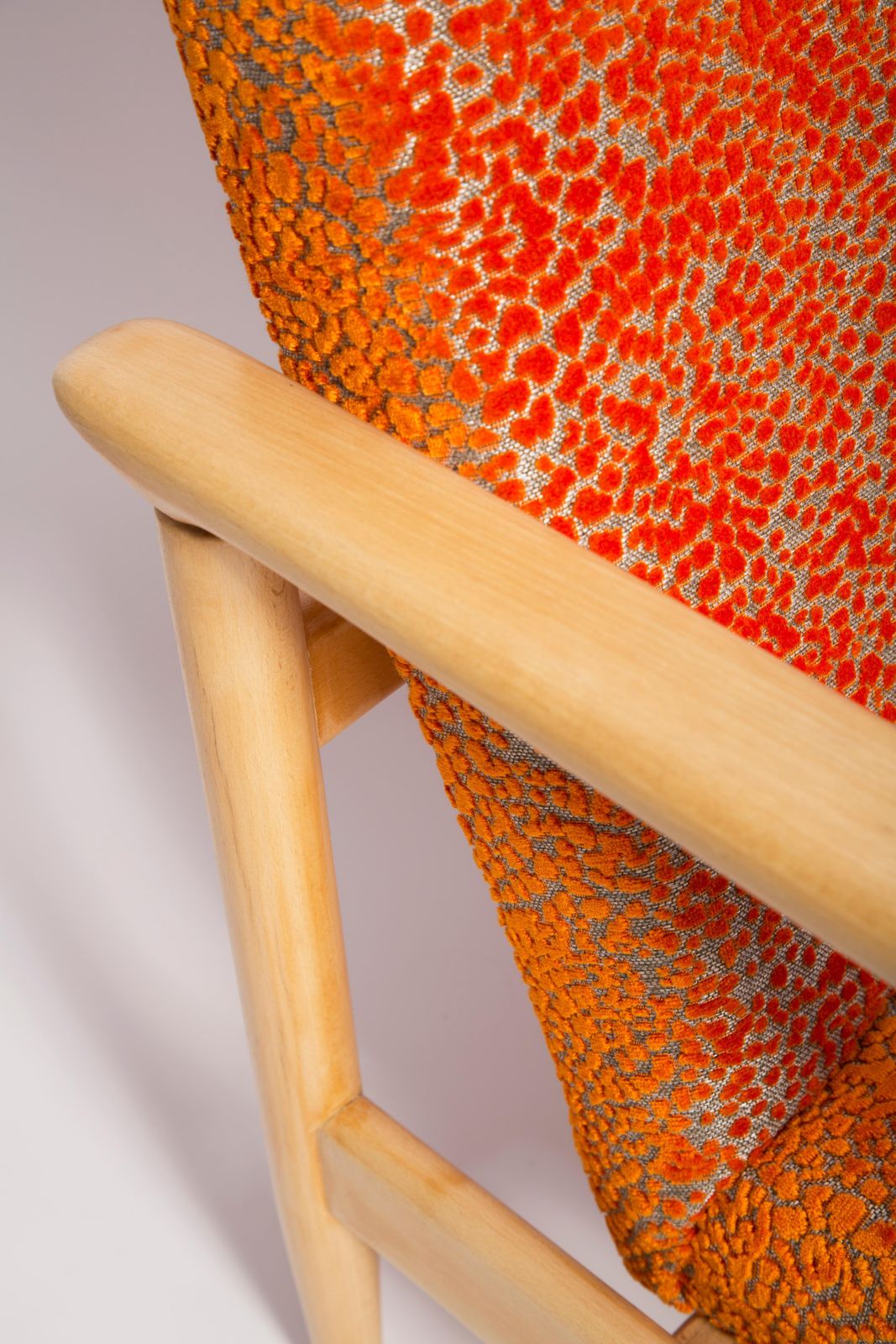 Mid 20th Century Orange Velvet Armchair, Edmund Homa, Europe, 1960s photo vinterior