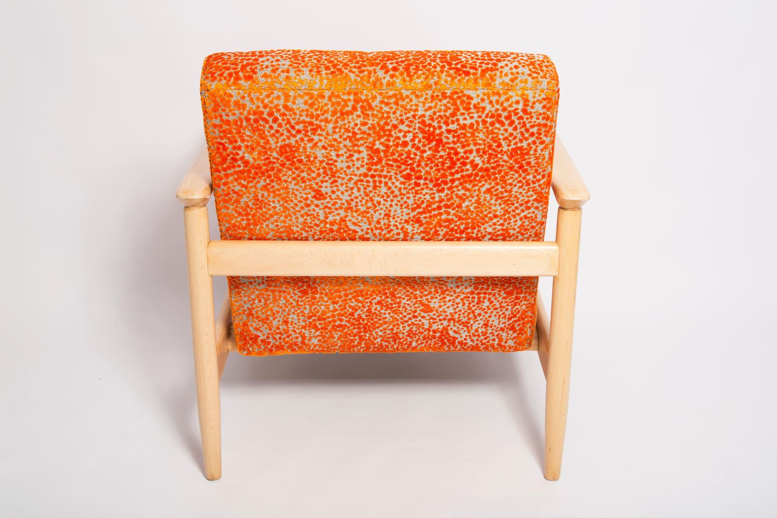 photo for sale Mid 20th Century Orange Velvet Armchair, Edmund Homa, Europe, 1960s
