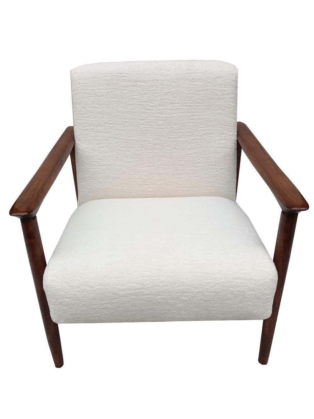 Mid Century Witte Chenille Fauteuil, Gfm 142, Edmund Homa, Europa, Jaren 1960 photo buy